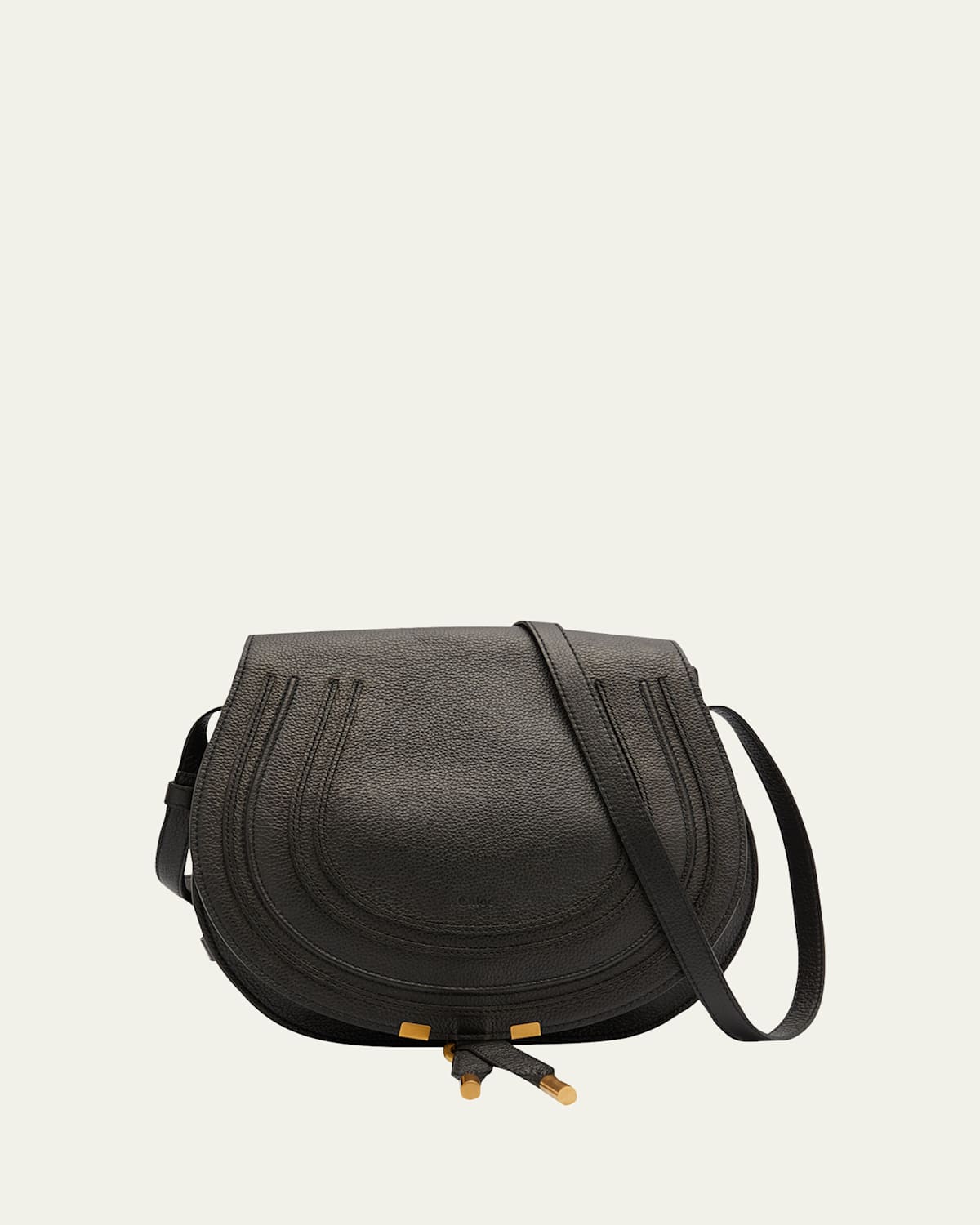 Chloé Marcie Medium Crossbody Bag In Grained Leather In Black