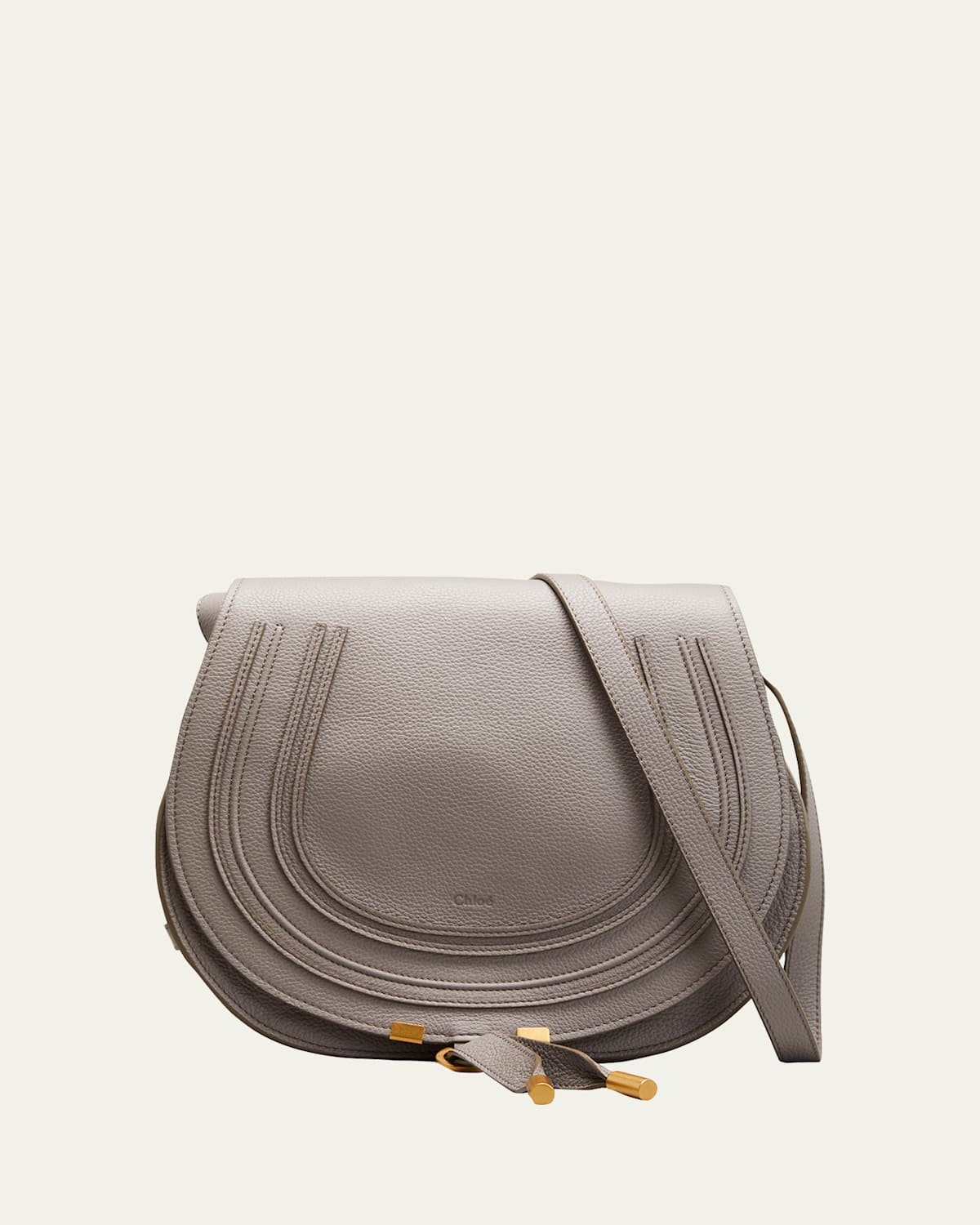 Chloé Marcie Medium Saddle Bag Grey In Cashmere Grey