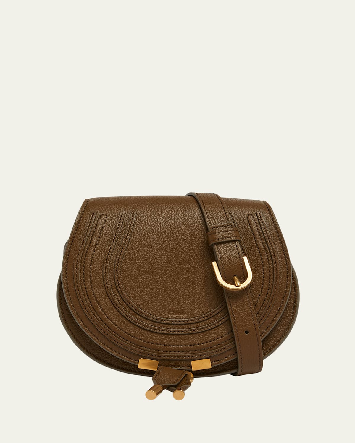 Chloé Marcie Small Crossbody Bag In Grained Calfskin In Dark Khaki