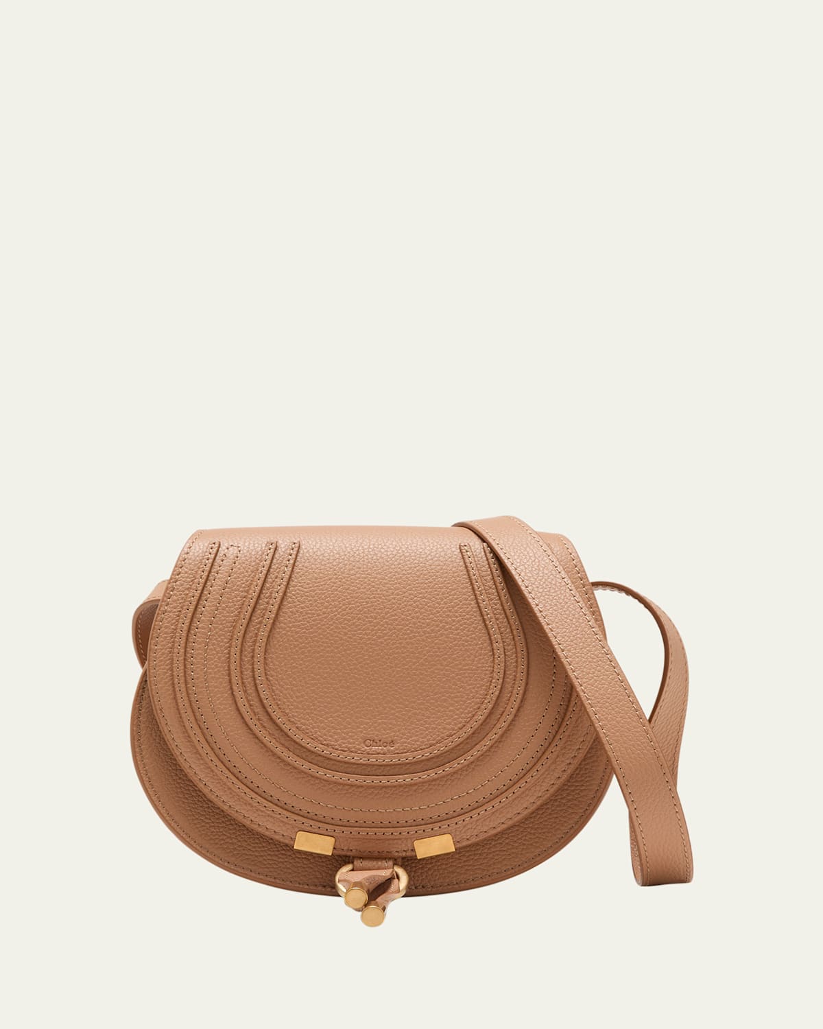 Chloé Marcie Small Crossbody Bag In Grained Calfskin In Light Tan