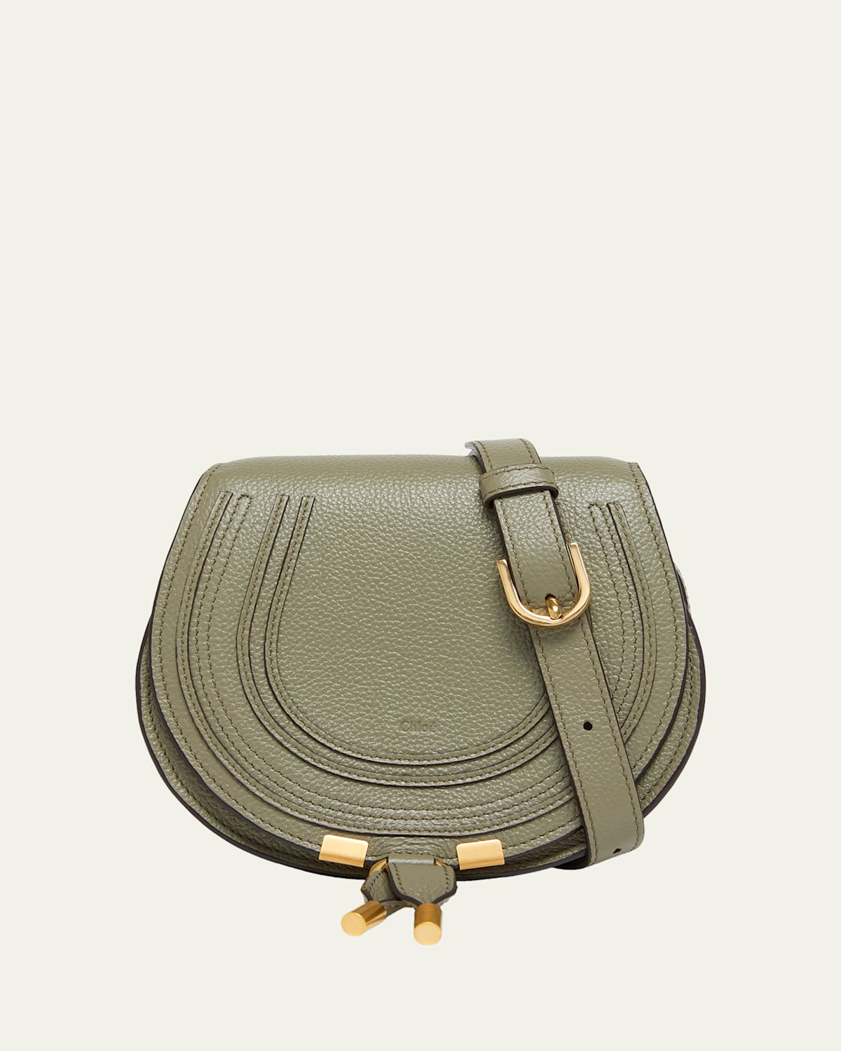 Chloé Marcie Small Crossbody Bag In Grained Calfskin In Green
