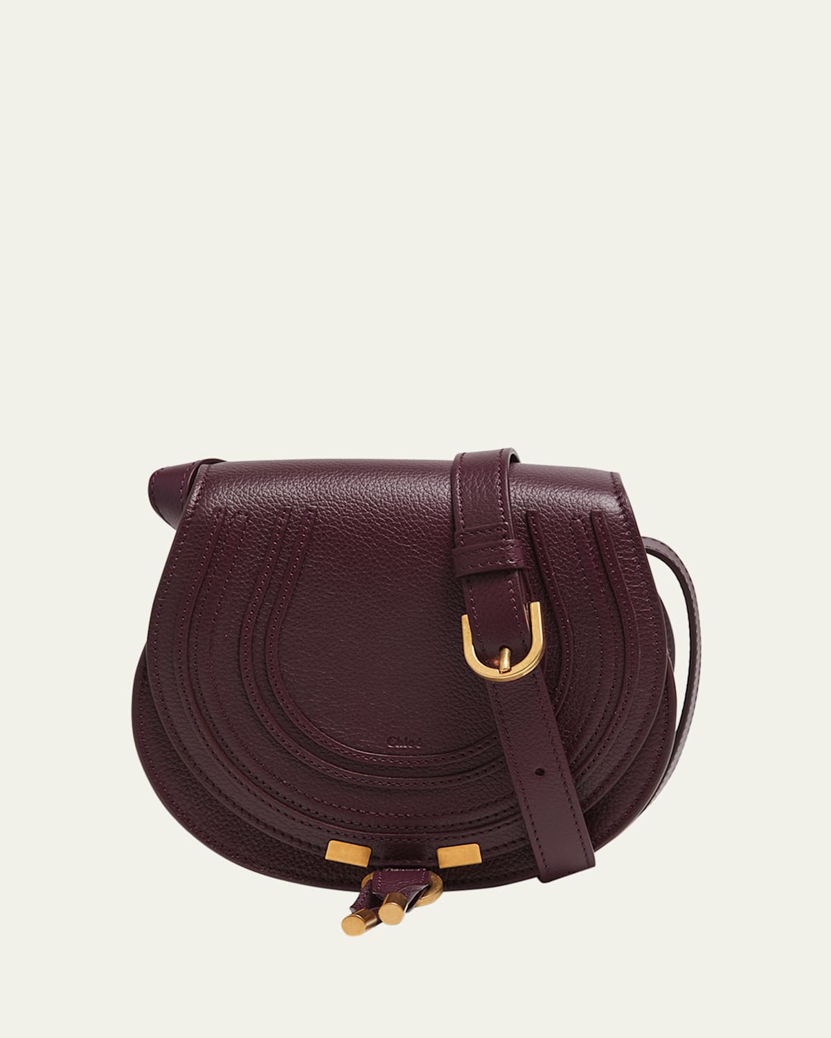 Chloé Marcie Small Crossbody Bag In Grained Calfskin In Boyish Brown