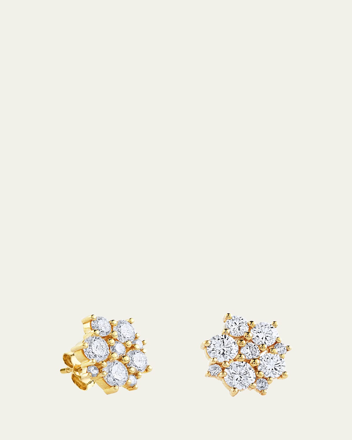 Sydney Evan 14K Yellow Gold Cocktail Disco Diamond Stud Earrings