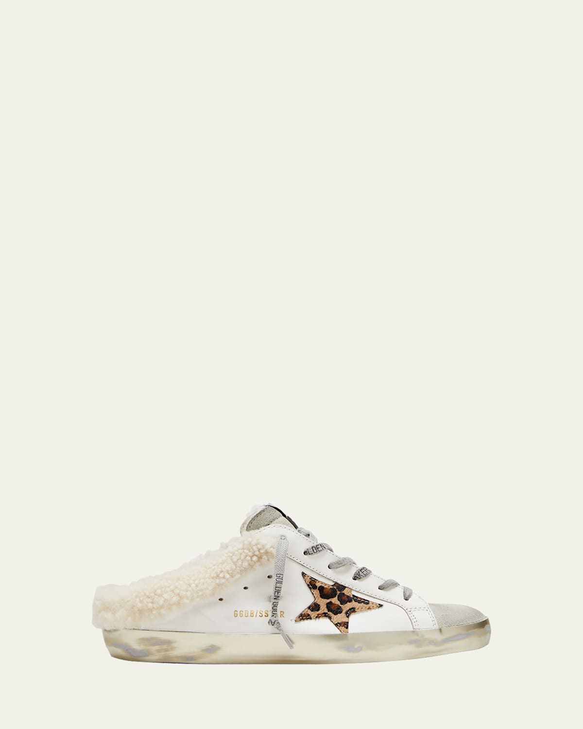 Golden Goose Superstar Sabot 81811 Leather And Shearling Trainers In White/ice/beige Brown Leo/beigebrown Leobeige