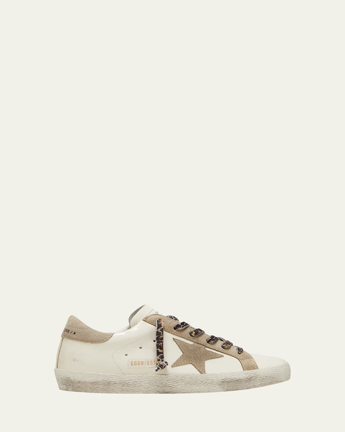 Golden Goose Superstar Mixed Leather Low-top Sneakers In Creamy White/taupe