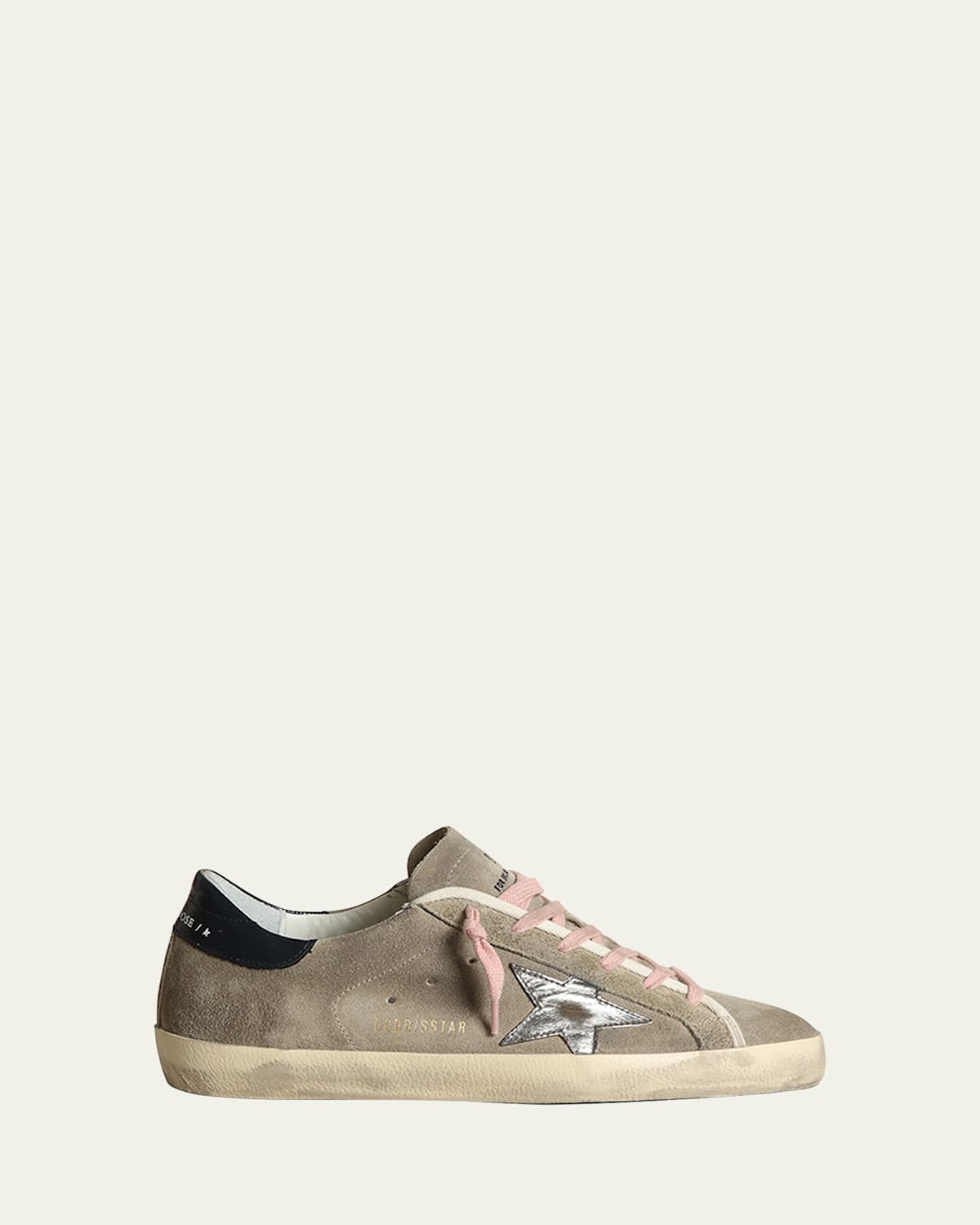 Golden Goose Superstar Mixed Leather Low-top Sneakers In Taupe/silver/dark Blueblue