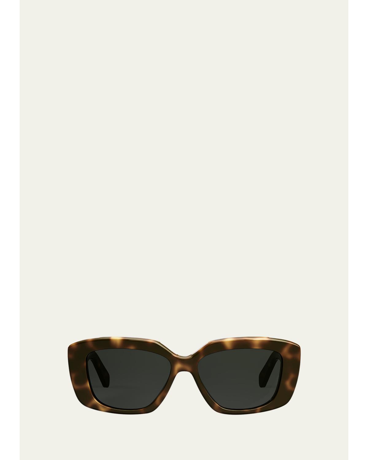 Celine Triomphe Rectangle Acetate Sunglasses In Blonde Havana