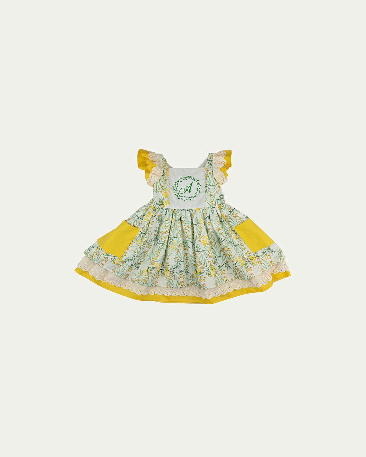 Shop Haute Baby Girl's Ruffle Trim Personalized Dress In Multi