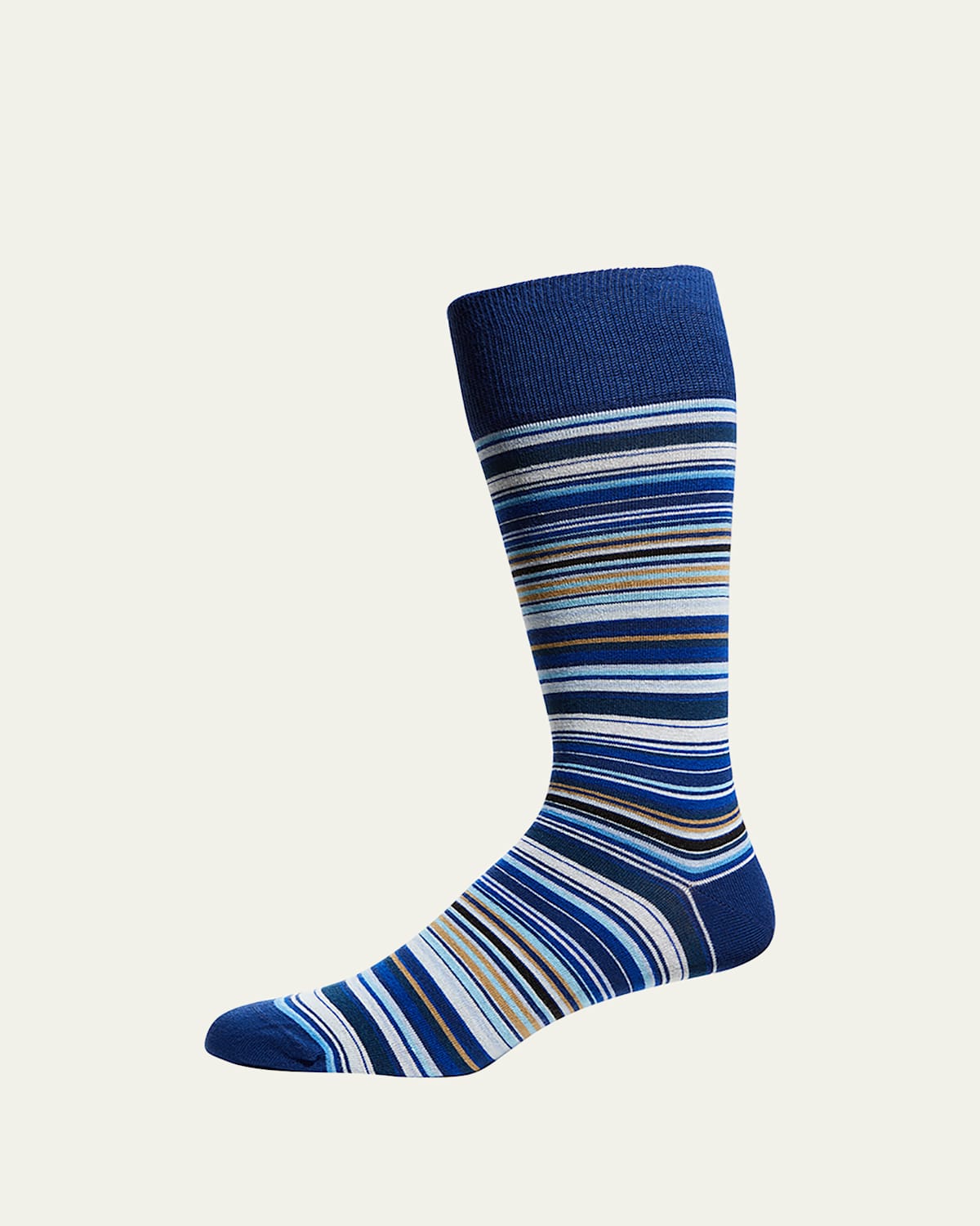 Paul Smith Stripe Cotton Blend Crew Socks In Navy