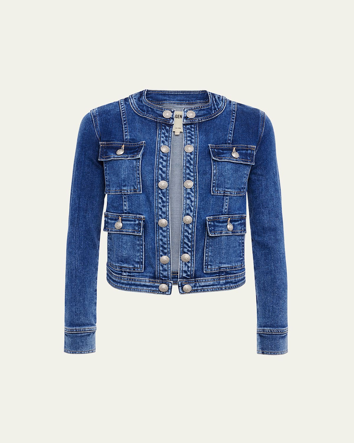 Yari Faded Collarless Denim Jacket