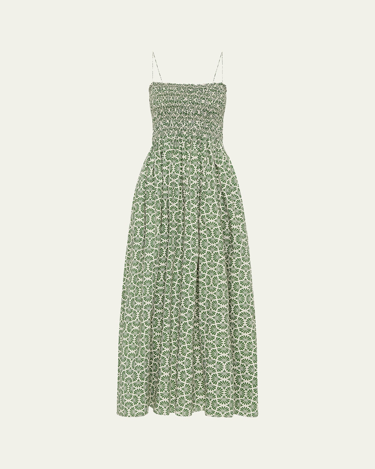 Matteau Shirred Bodice Dress In Vetiver In Green