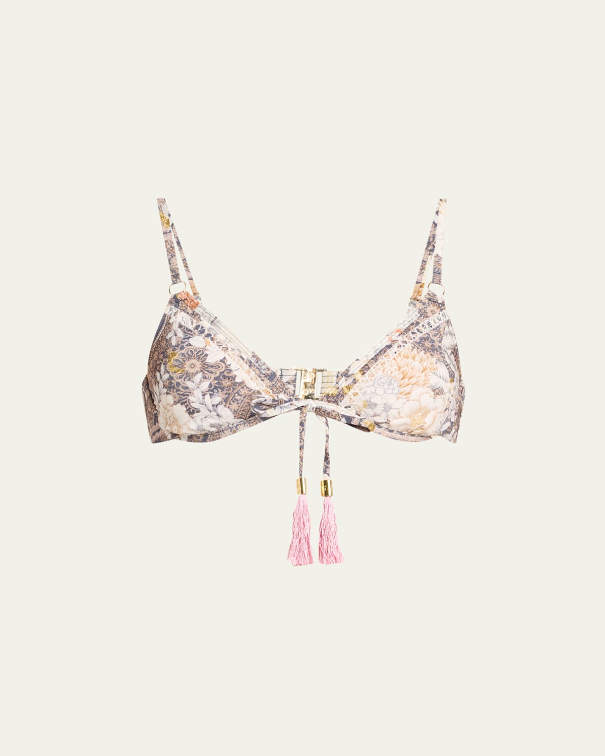 Aqua Blu Australia Crawford Floral Tassel-tie Bikini Top In Kismet