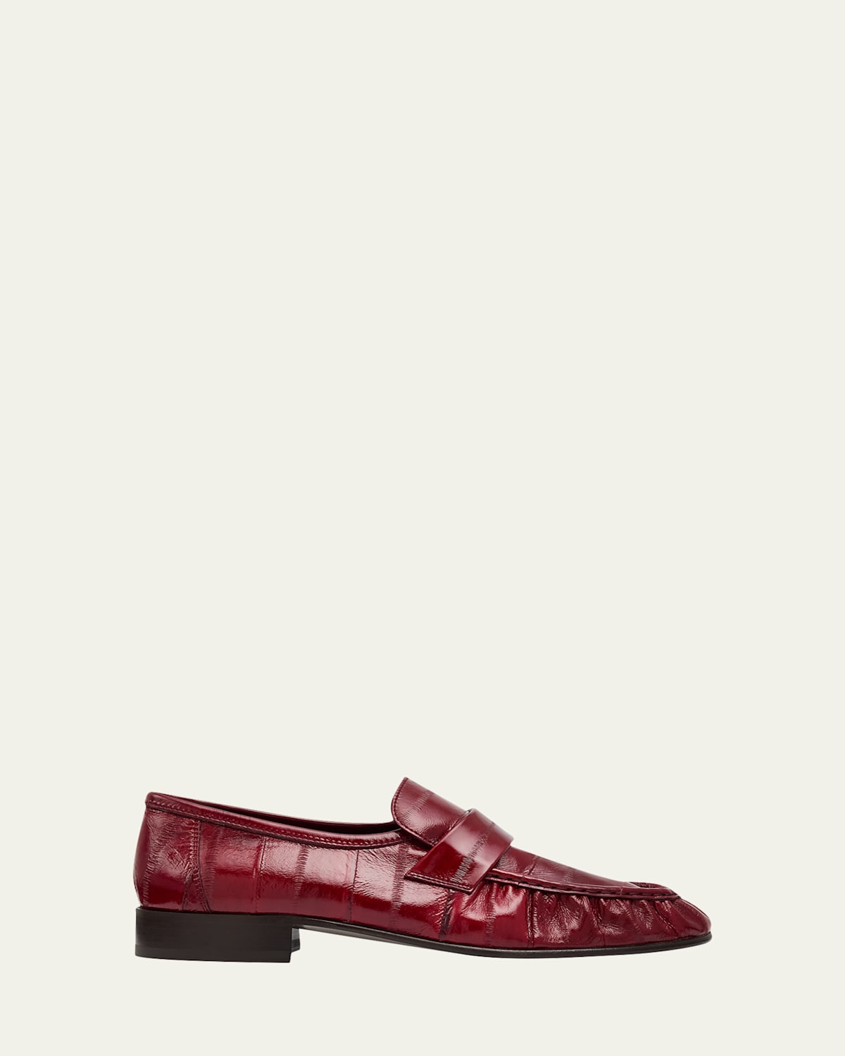 The Row Soft Leather Flat Loafers In Red