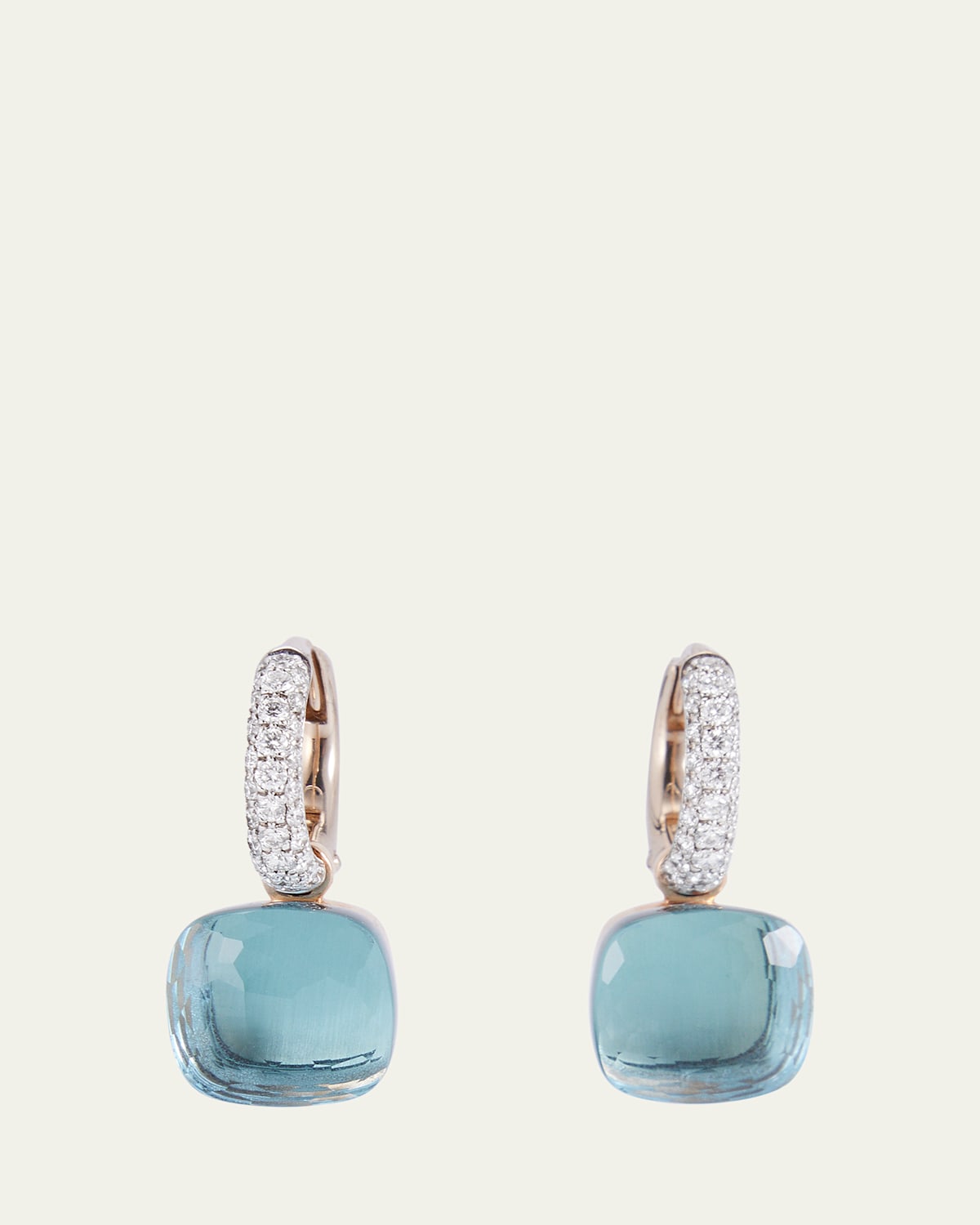 Nudo White Gold and Rose Gold Earrings with Diamonds and Blue Topaz