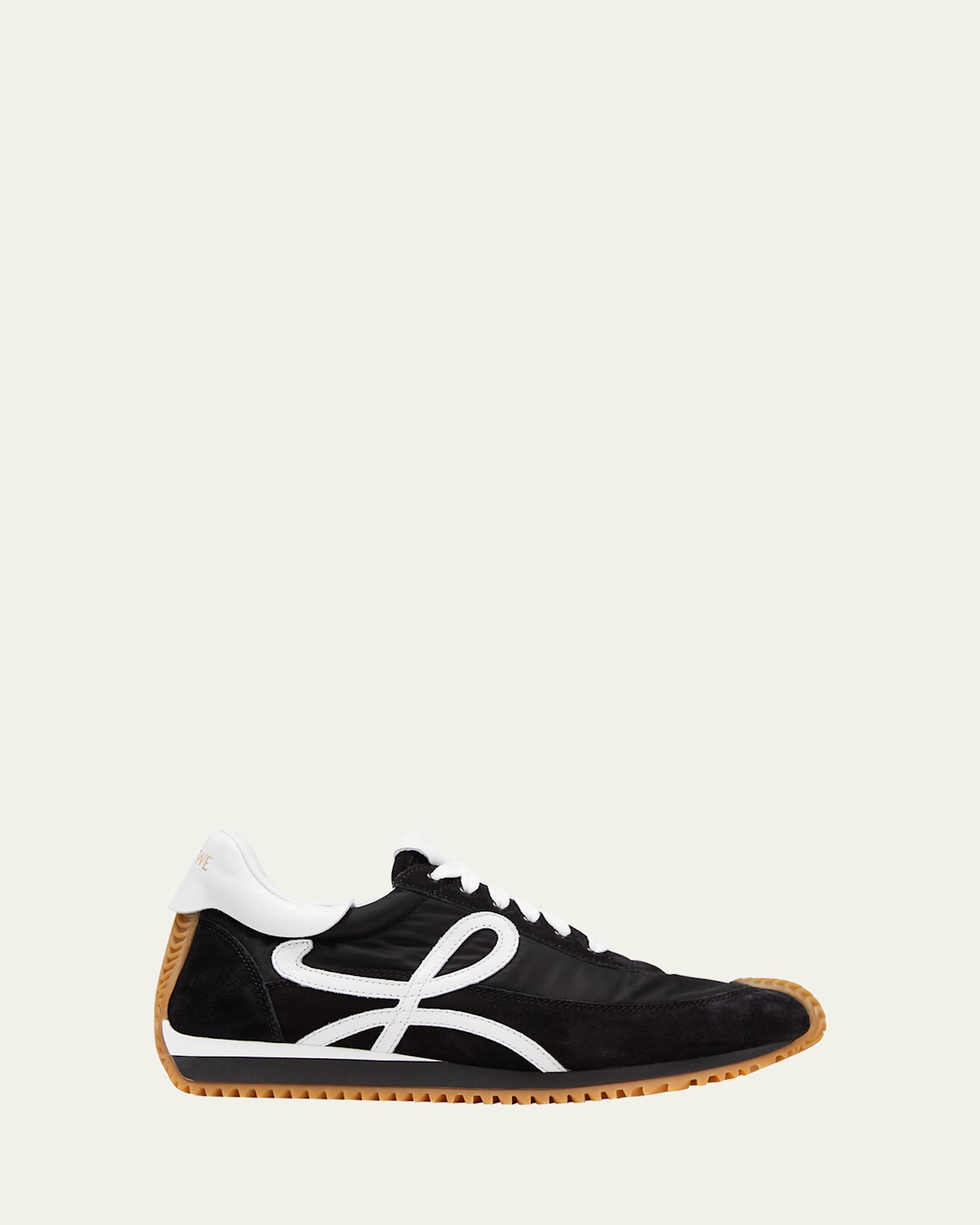 Loewe Flow Mixed Leather Bicolor Runner Sneakers In Black/white