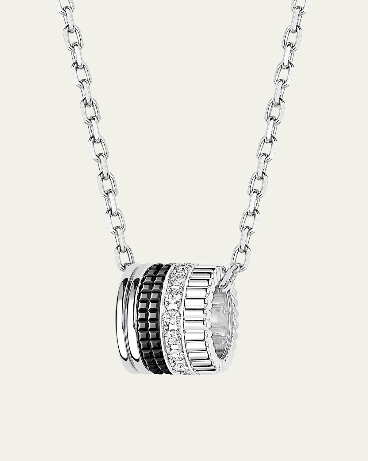 18K White Gold Quatre Black Edition Pendant Necklace with Diamonds and Black PVD, Large Model