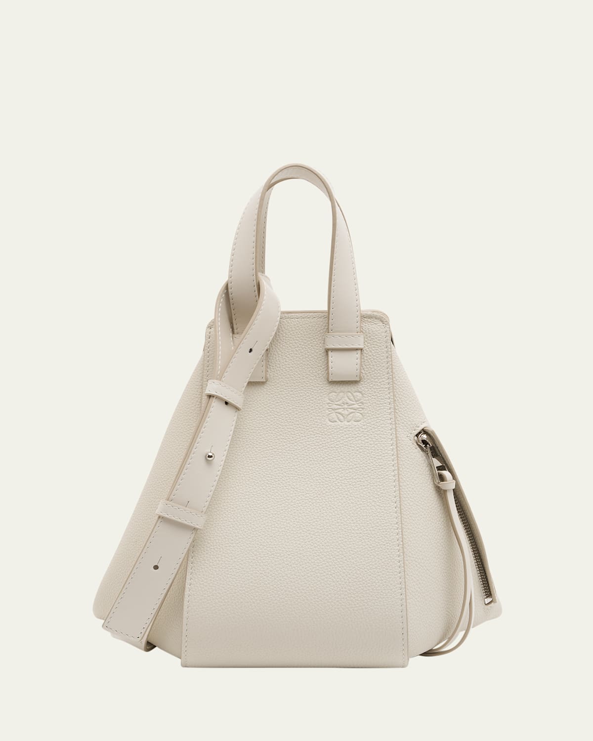 Loewe Small Cubi Anagram Jacquard Canvas And Leather Shoulder Bag In Soft White