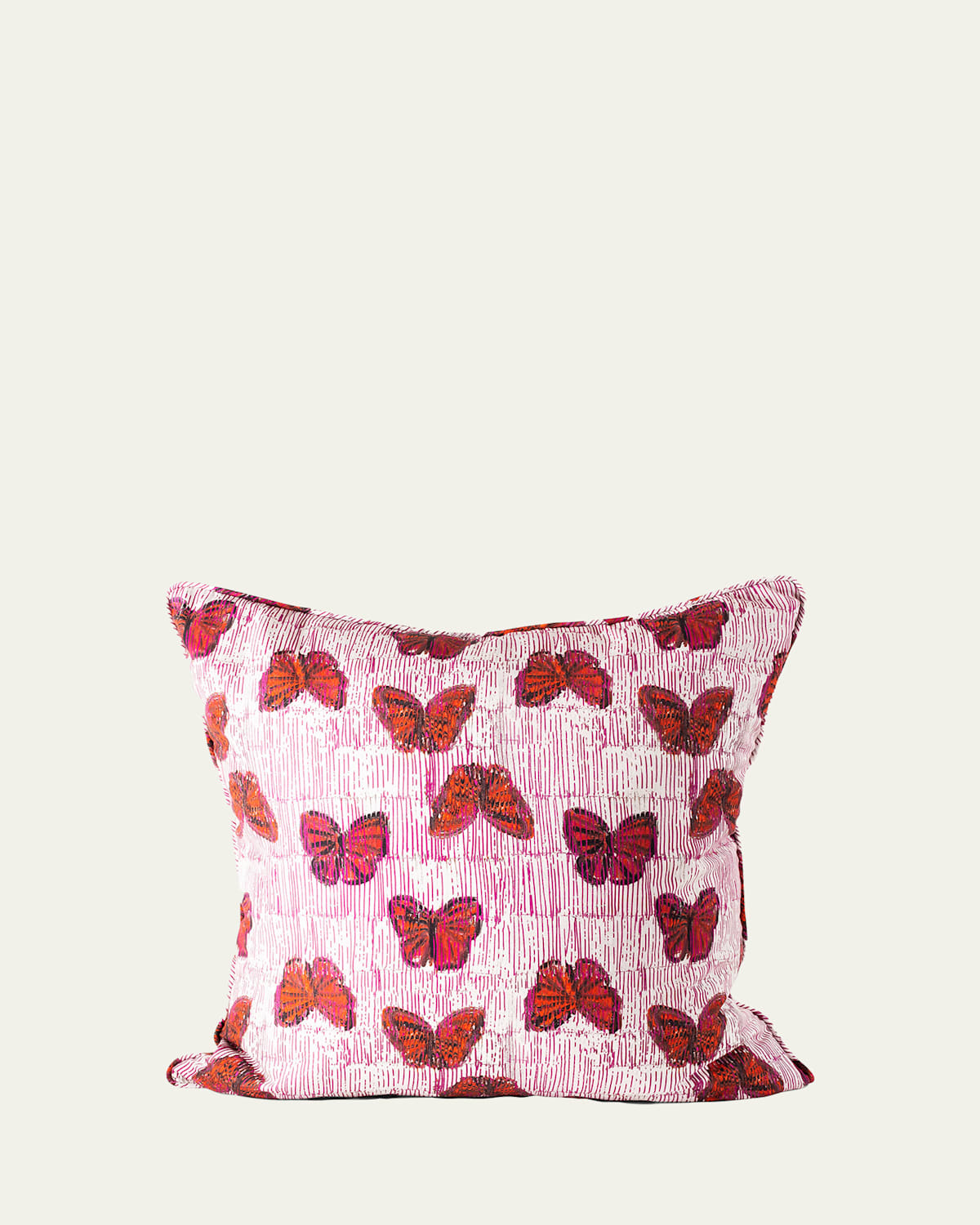 Hunt Slonem Pretty In Pink Butterflies Pillow, 22"