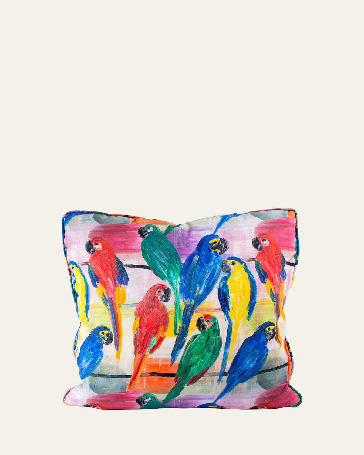 Hunt Slonem Hunt's Parrots Pillow, 22" In Multi