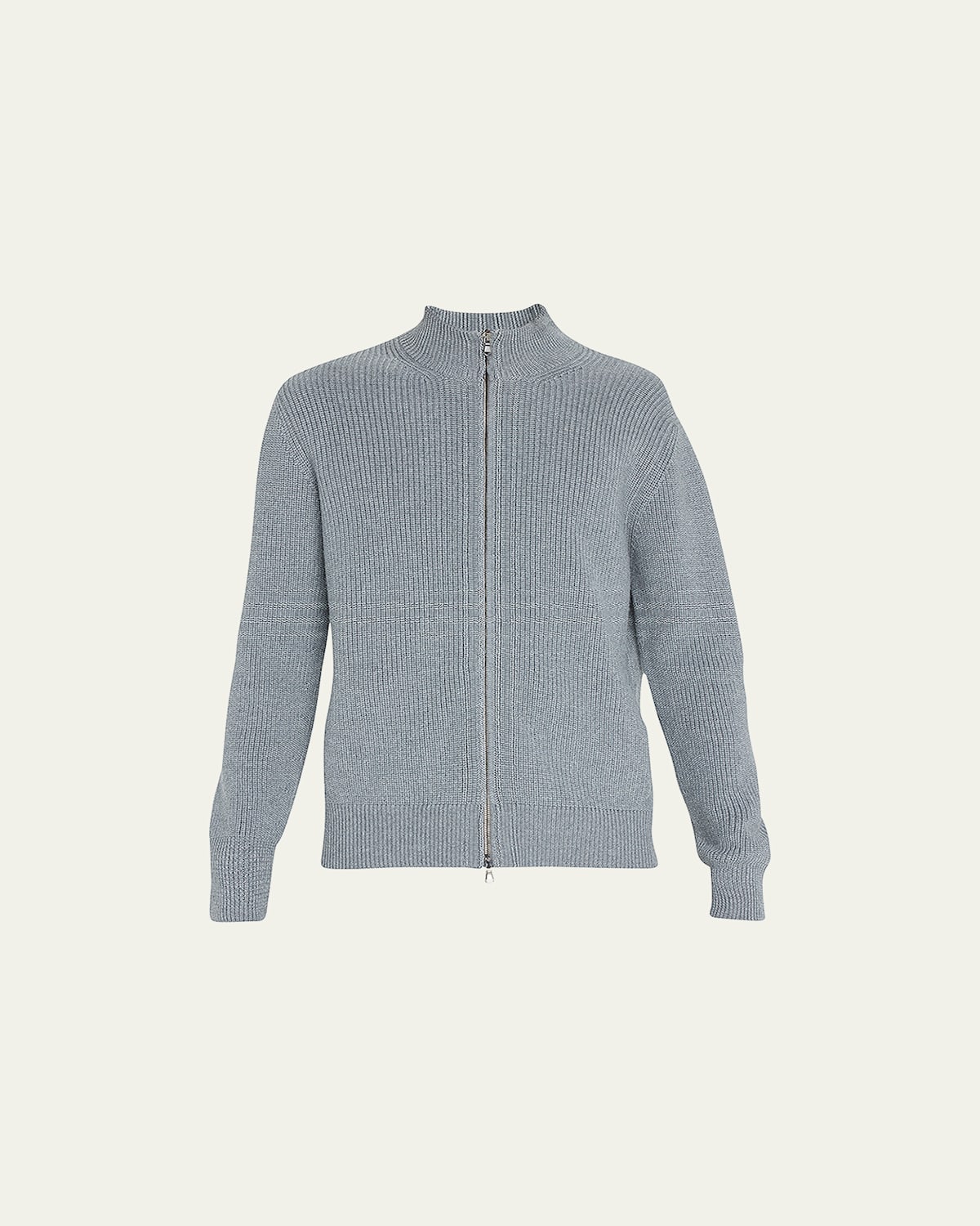 Men's Mock Neck Rib-Knit Zip Jacket