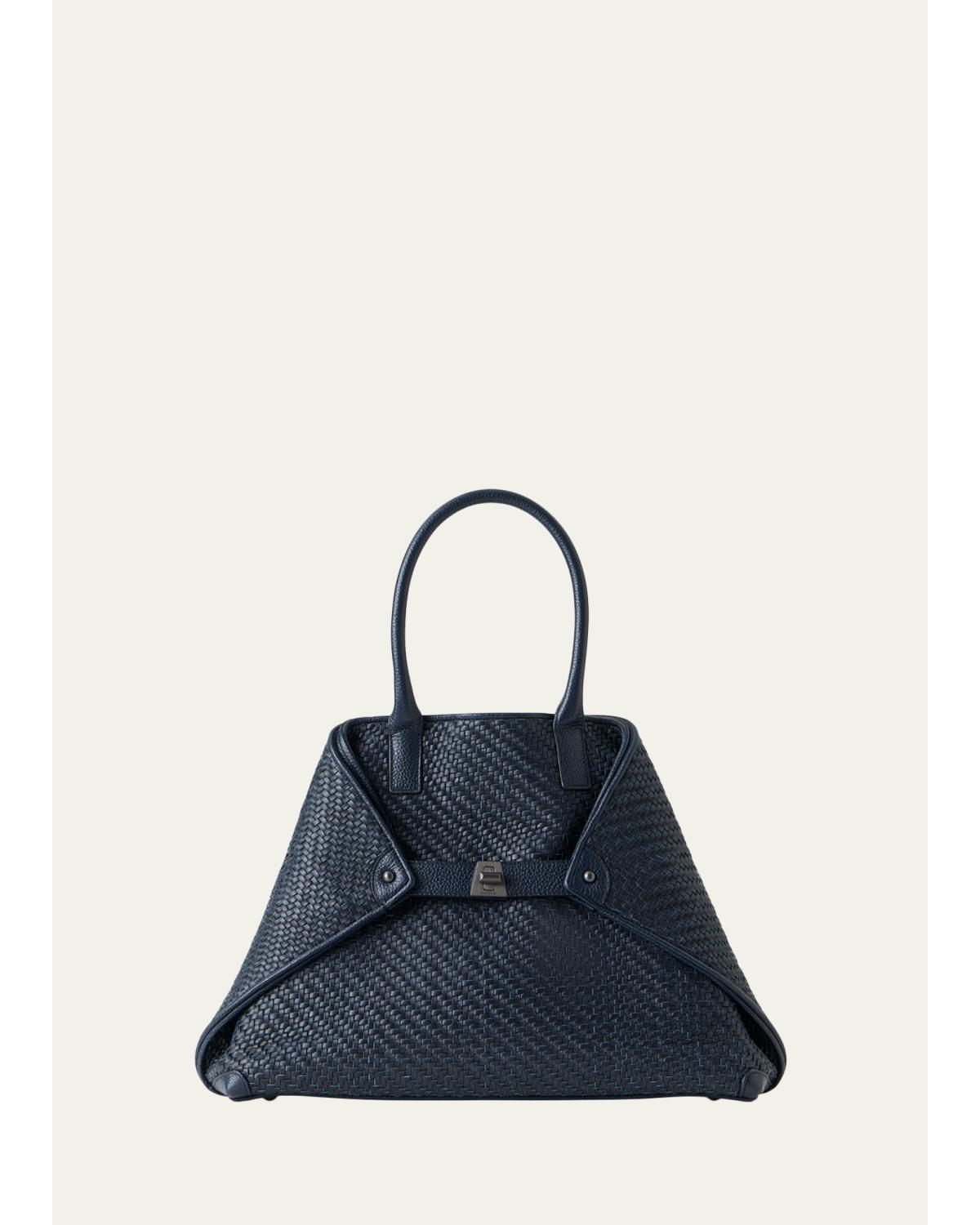 Ai Small Plaid Braided Top-Handle Bag