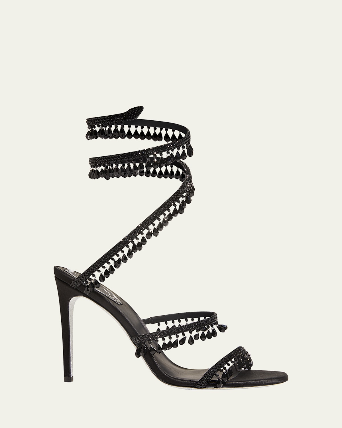 René Caovilla Womens Black Chandelier 105 Crystal-embellished Leather Heeled Courts Eur 36 / 3 Uk In Black Jet