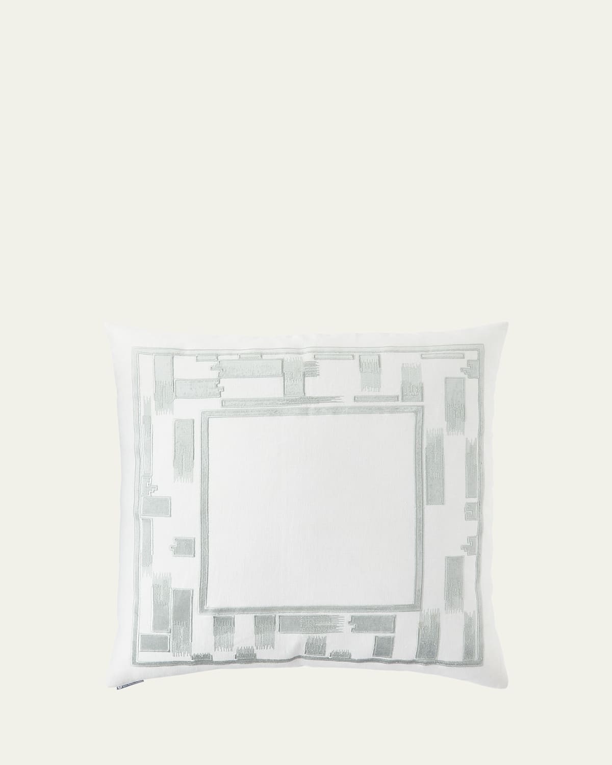 Lili Alessandra Capri Linen Euro Decorative Pillow, 28 X 28 In White/aquamarine
