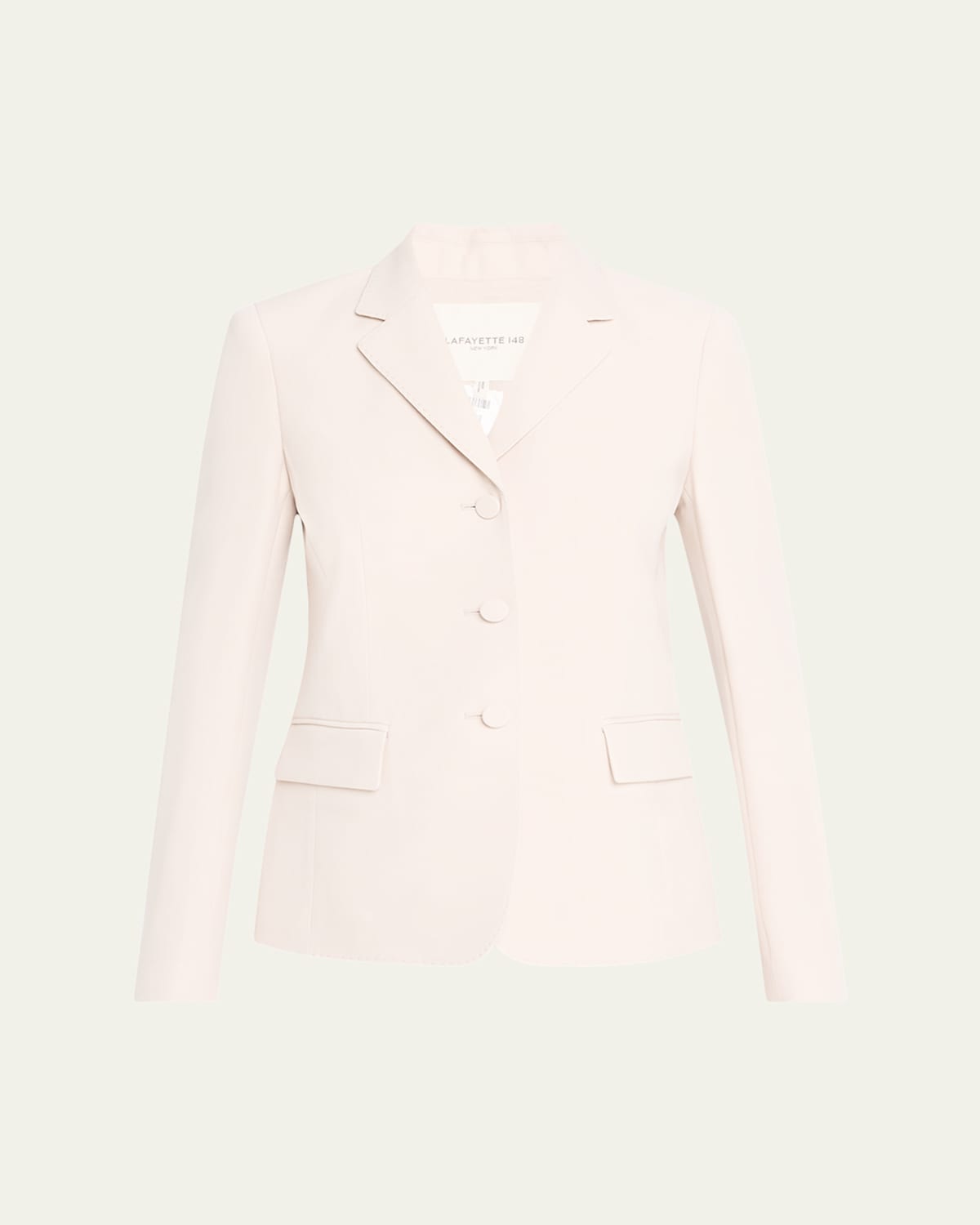 Lafayette 148 Three-button Pickstitch Academy Blazer In Pearl