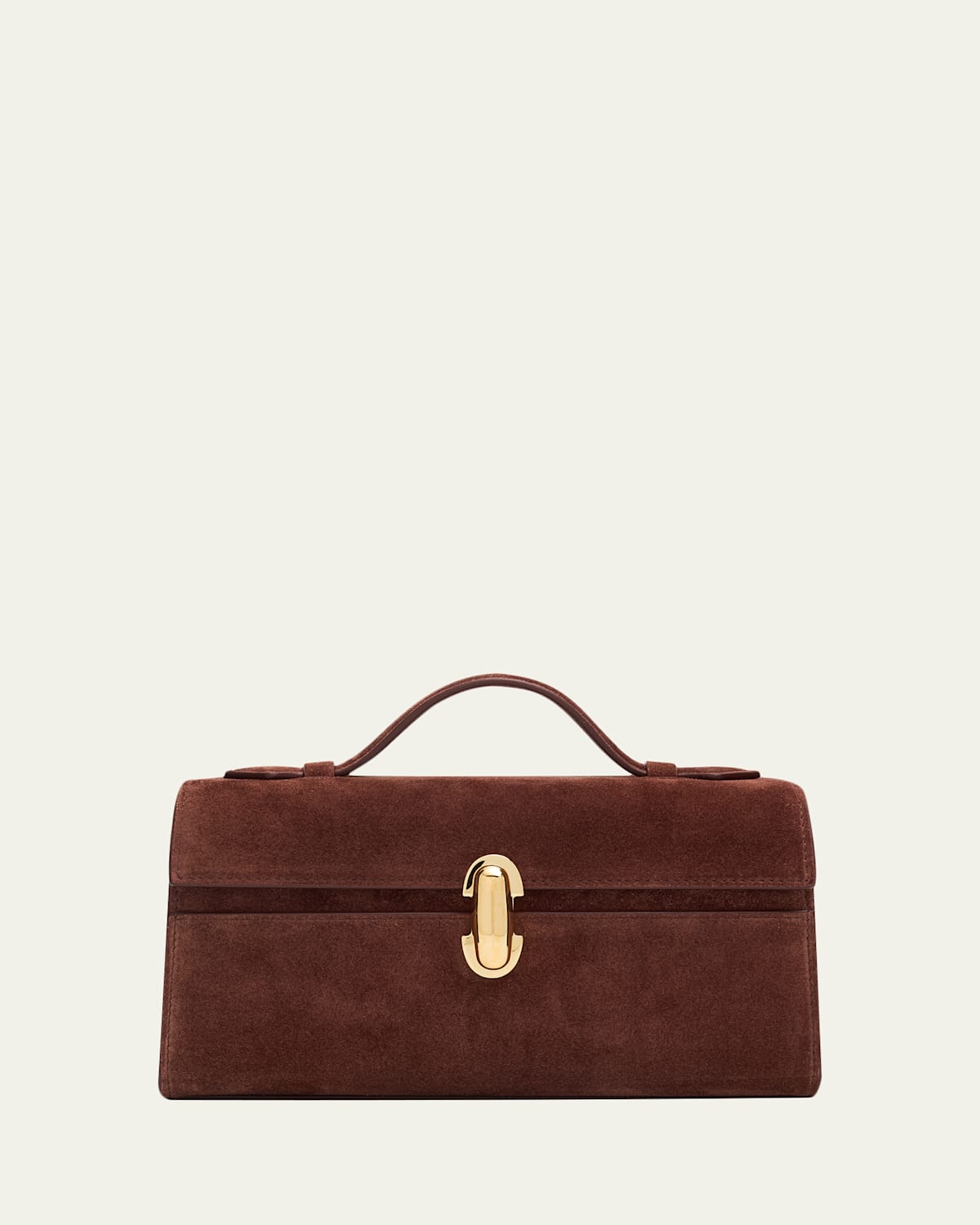 Savette The Symmetry Pouchette Suede Top-handle Bag In Brown