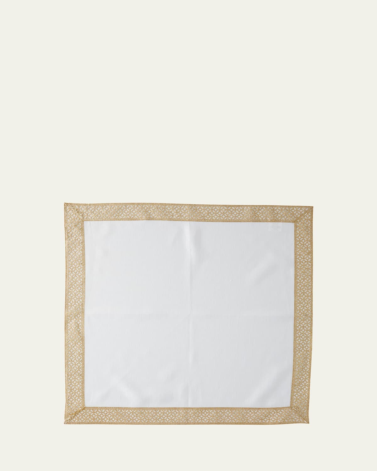Nomi K Metallic Arabesque Border Linen Napkin Set Of 4 In White/gold
