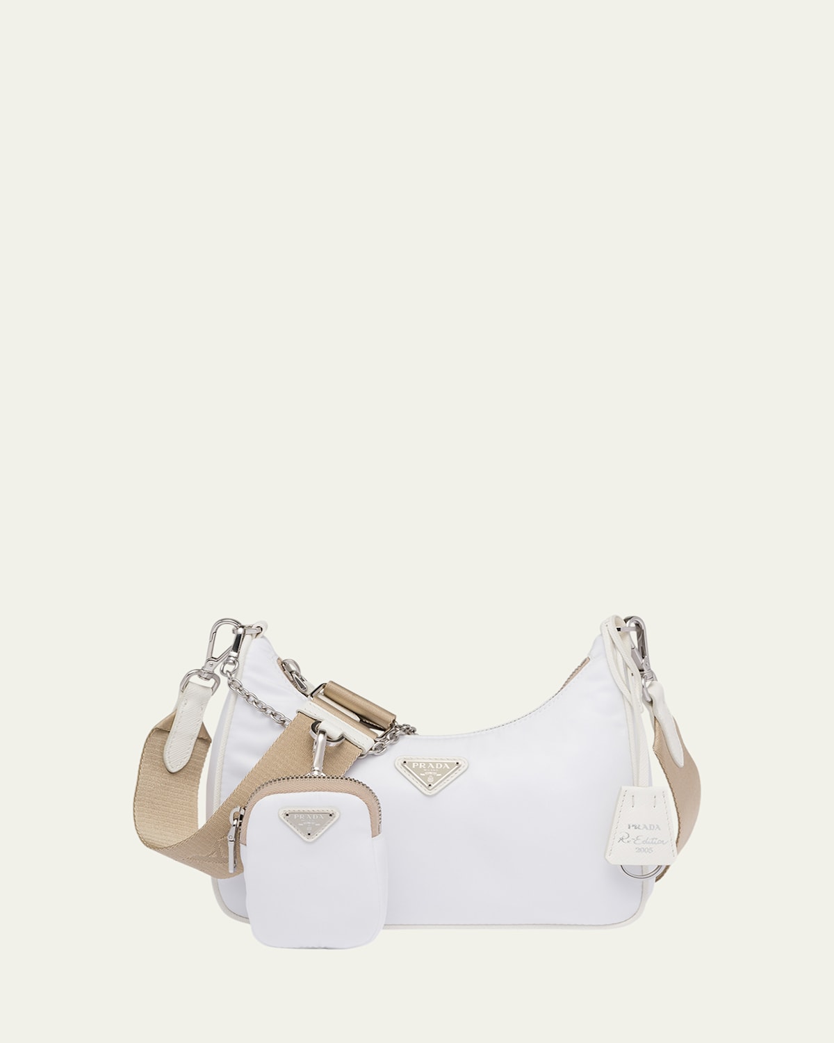 Prada Re-edition 2005 Nylon Shoulder Bag In White