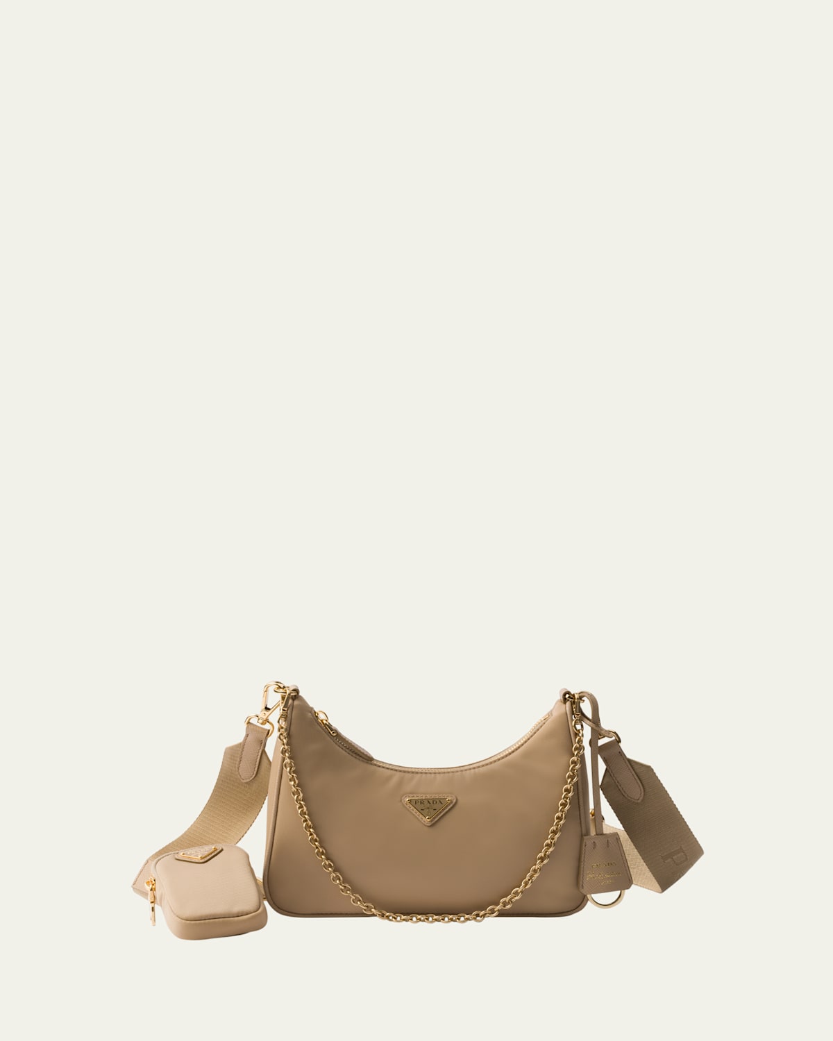 Prada Re-edition 2005 Re-nylon Bag With Saffiano Mini Bag In Brown