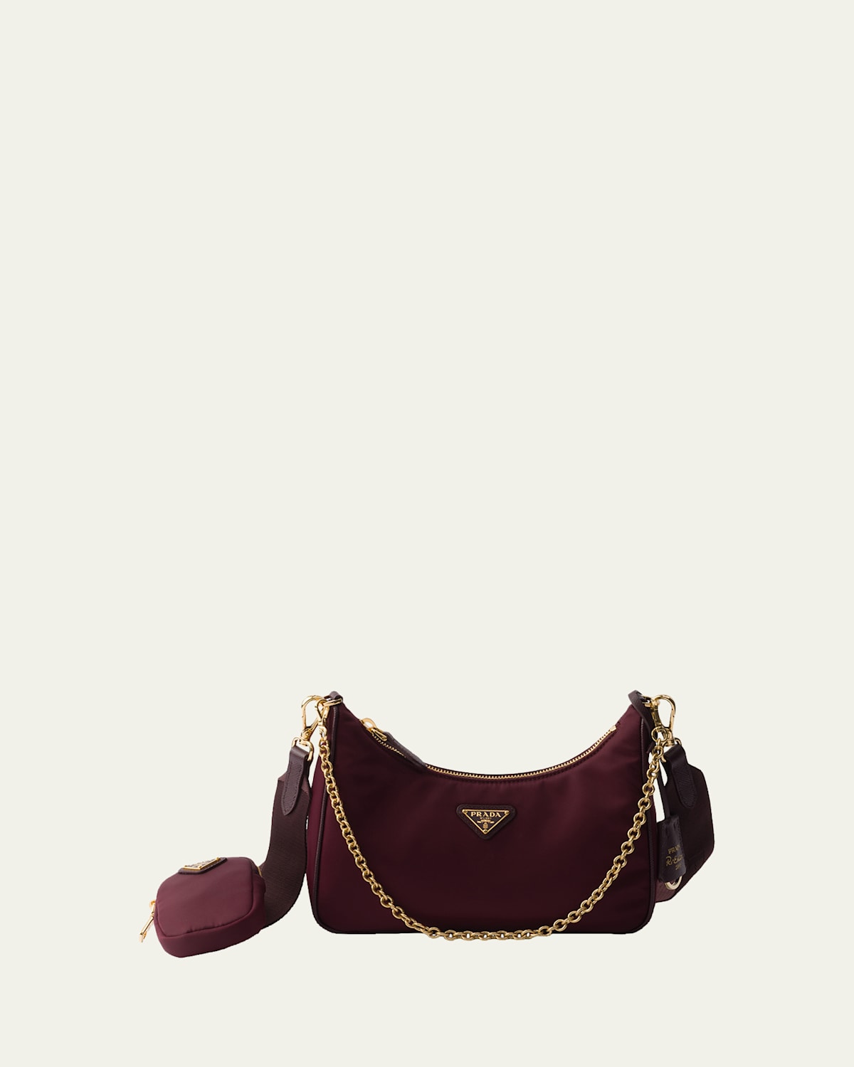 Prada Re-edition 2005 Re-nylon Bag With Saffiano Mini Bag In Burgundy