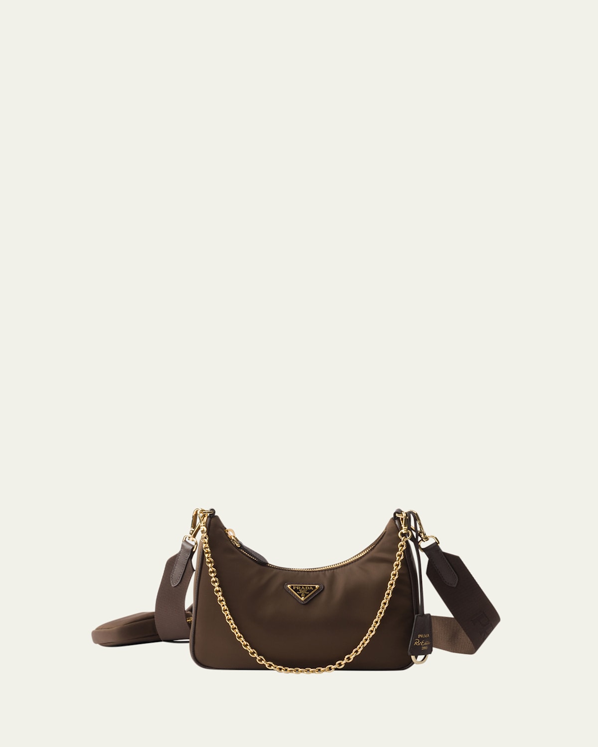 Prada Re-edition 2005 Nylon Shoulder Bag In Brown