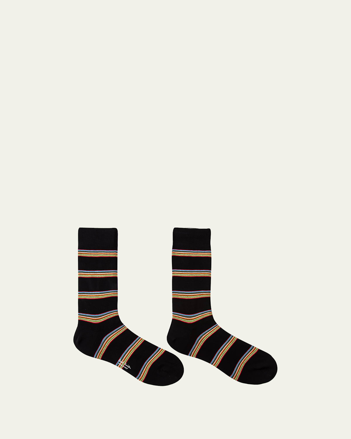 Paul Smith Men's Multiblock Ribbed Crew Socks In Black