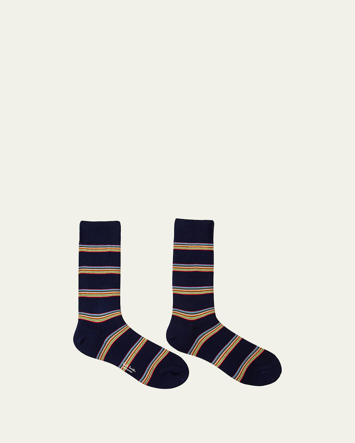 Paul Smith Men's Multiblock Ribbed Crew Socks In Blue