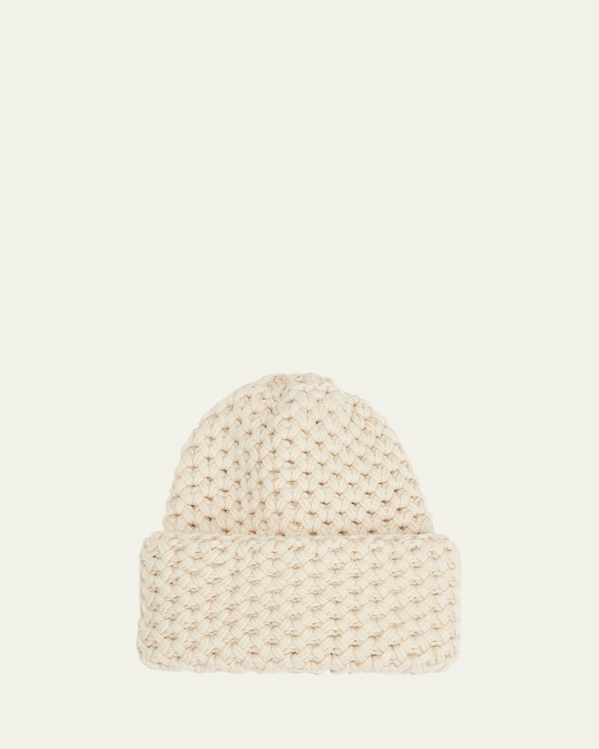 Inverni Cashmere Honeycomb Knit Beanie In White