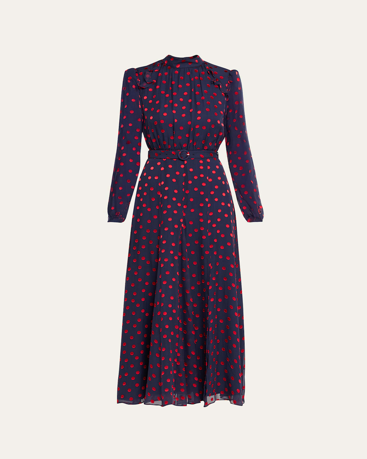 Saloni Jacqui-b Belted Floral Silk Midi Dress