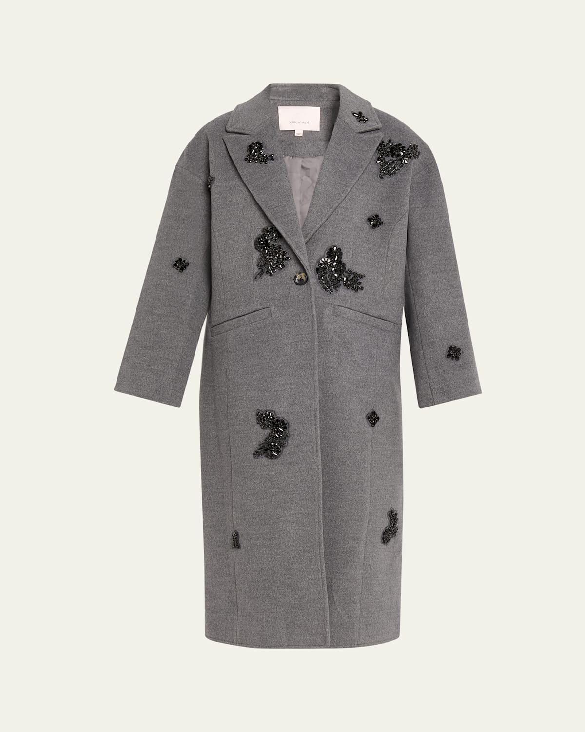 Cinq À Sept Gravis Crystal Ivy Mid-length Coat In Gray