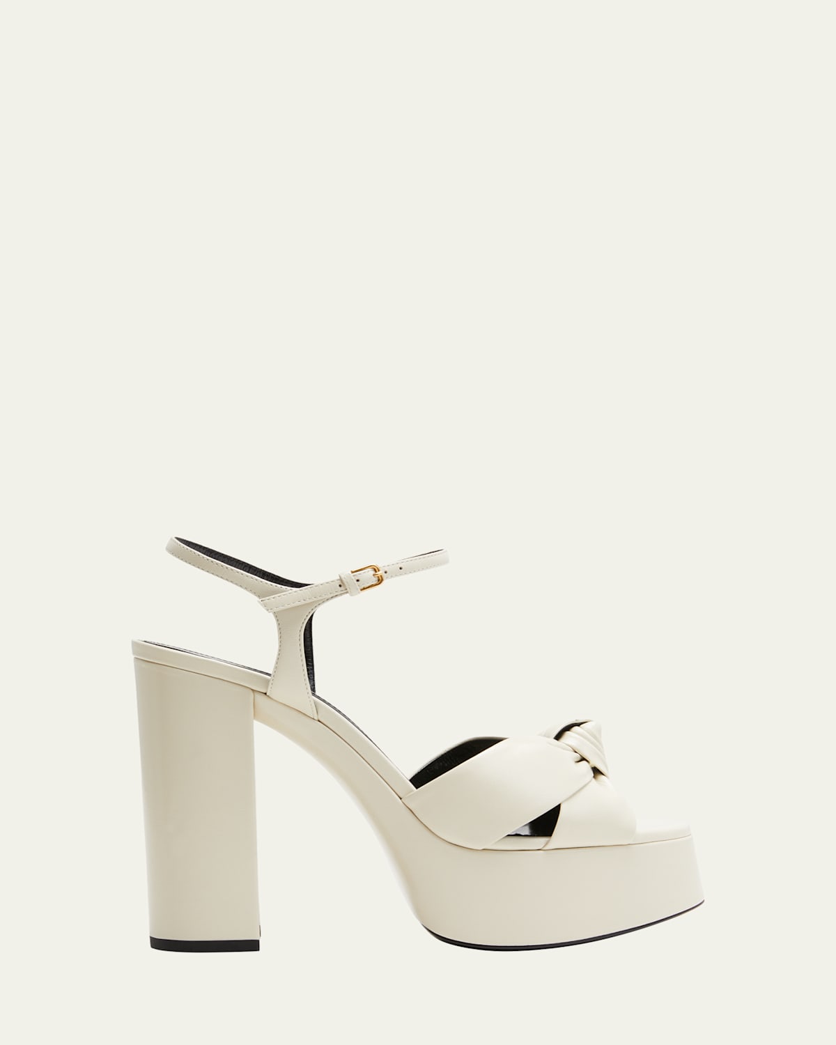 SAINT LAURENT BIANCA KNOTTED ANKLE-STRAP PLATFORM SANDALS 