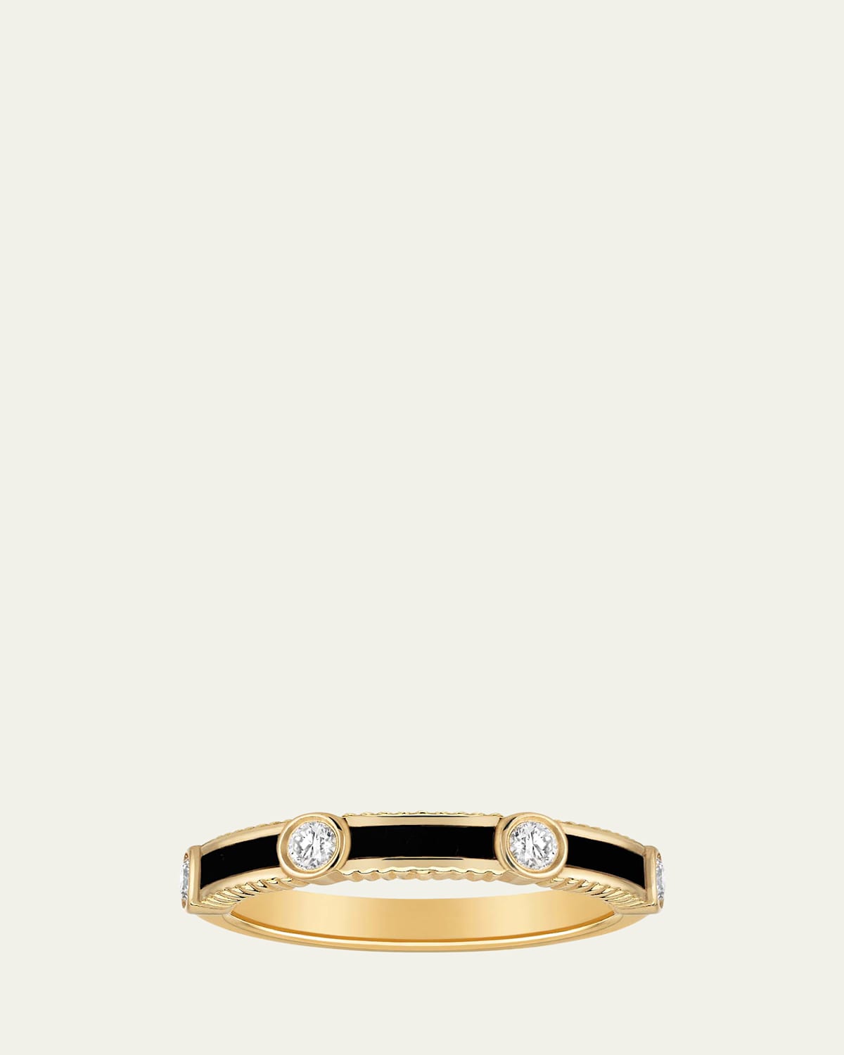 Rayon Ring in Onyx, Yellow Gold and Diamonds