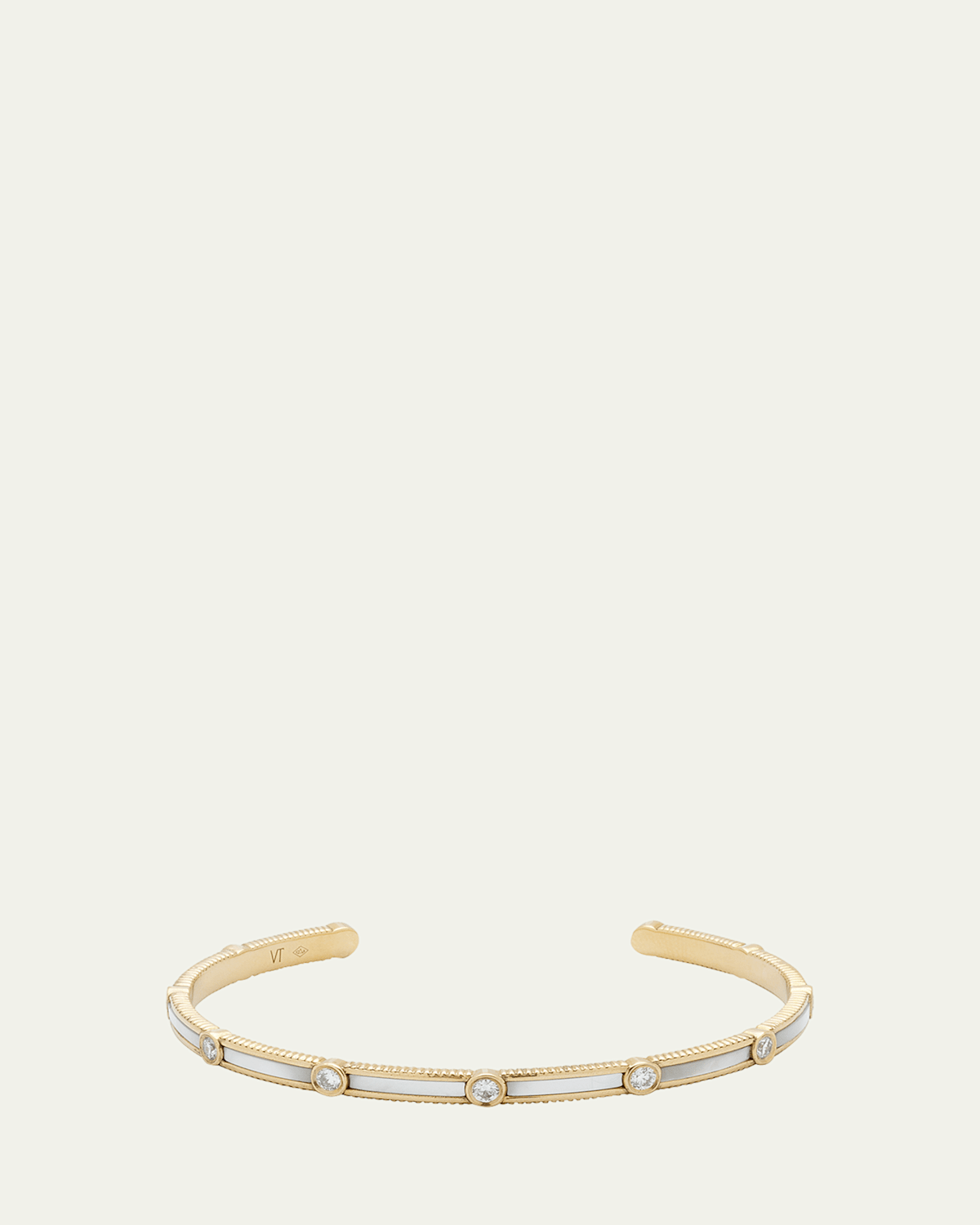 Rayon Bangle in Mother-of-Pearl, 18K Yellow Gold and Diamonds