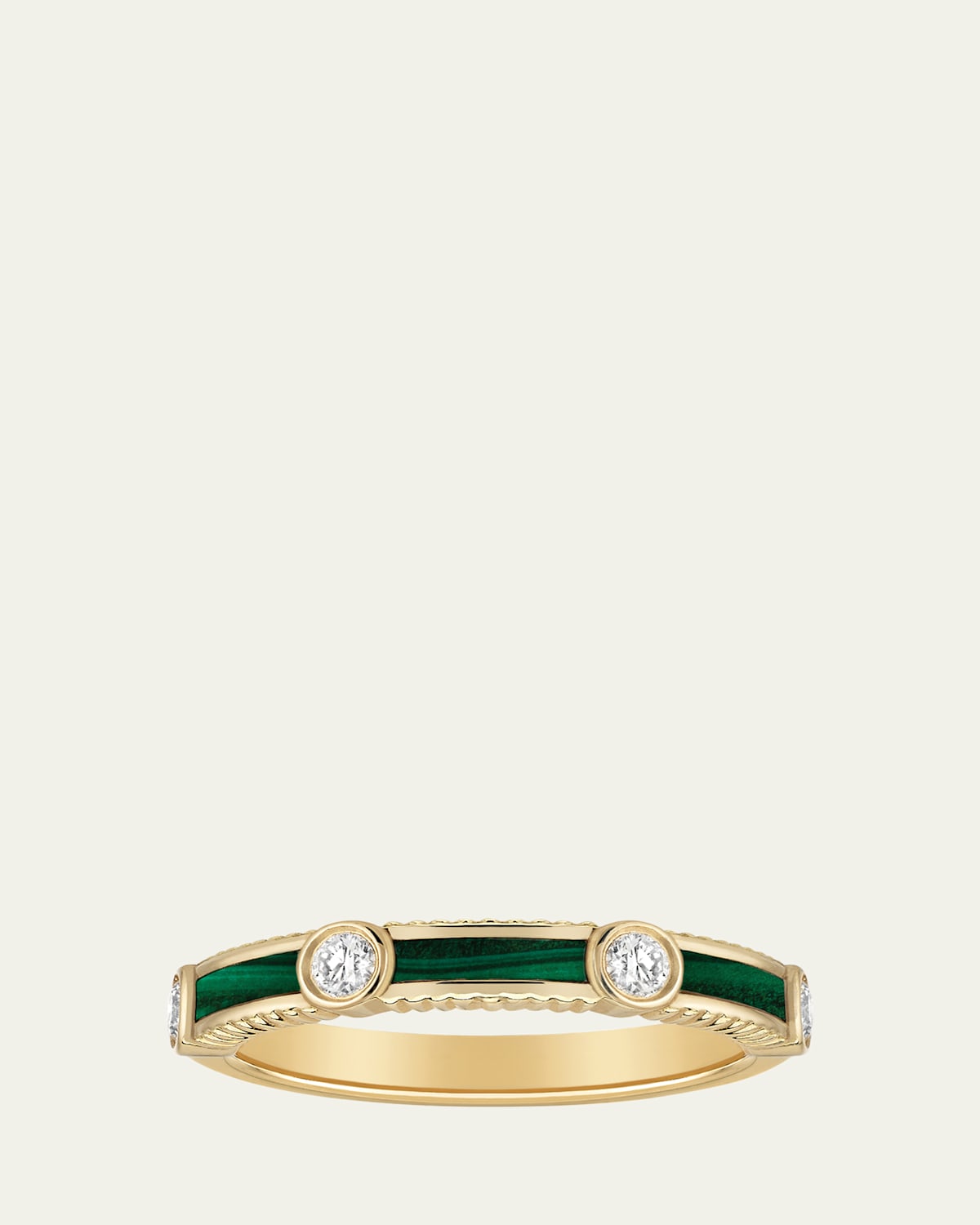 Rayon Ring in Malachite, Yellow Gold and Diamonds