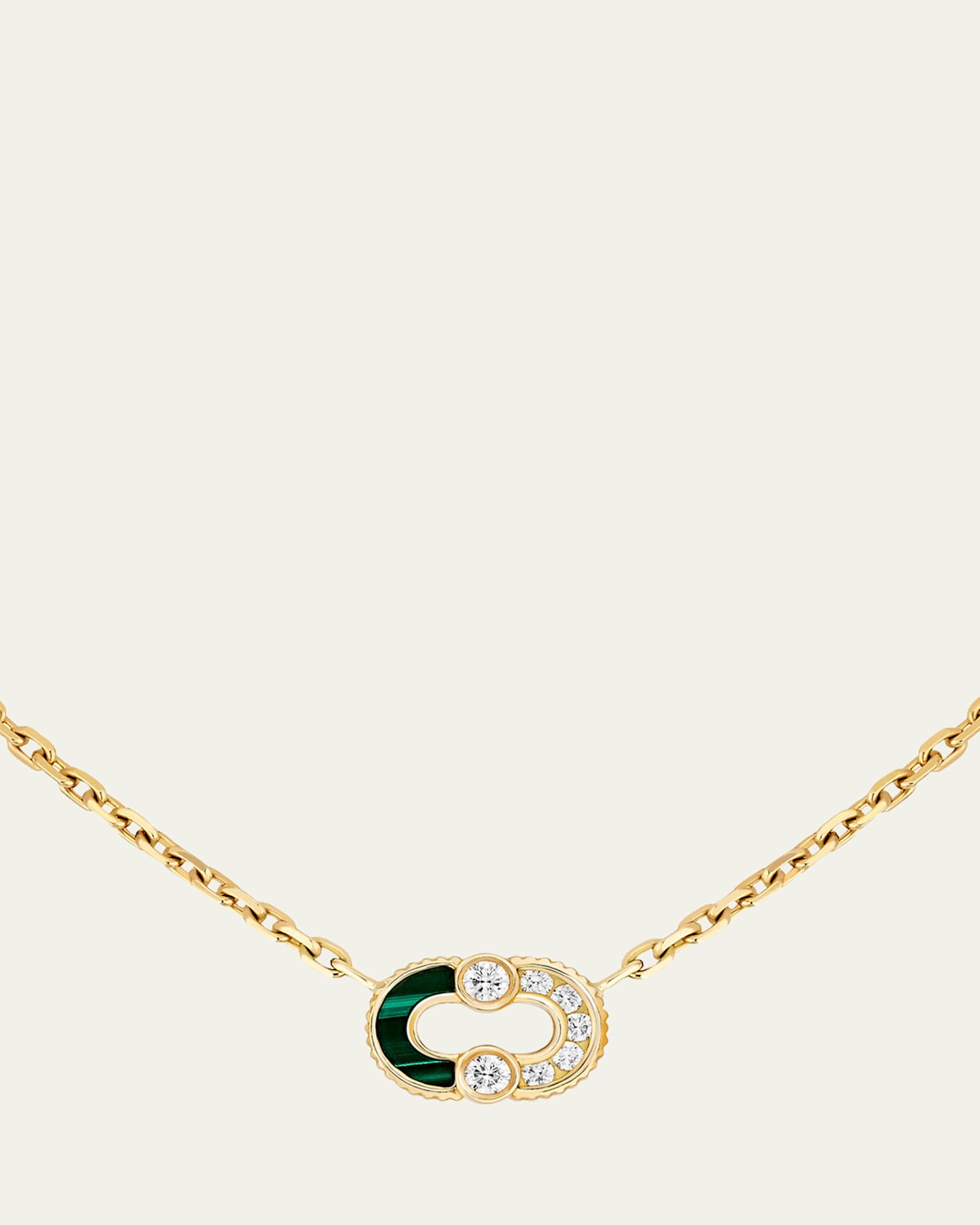 Viltier Magnetic Semi-Necklace with Malachite and Diamonds