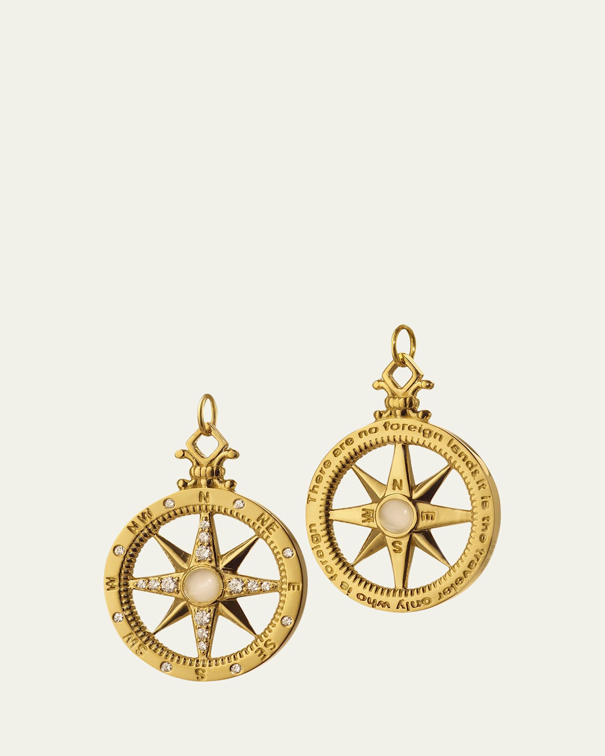 18K Yellow Gold Compass Charm with Diamonds