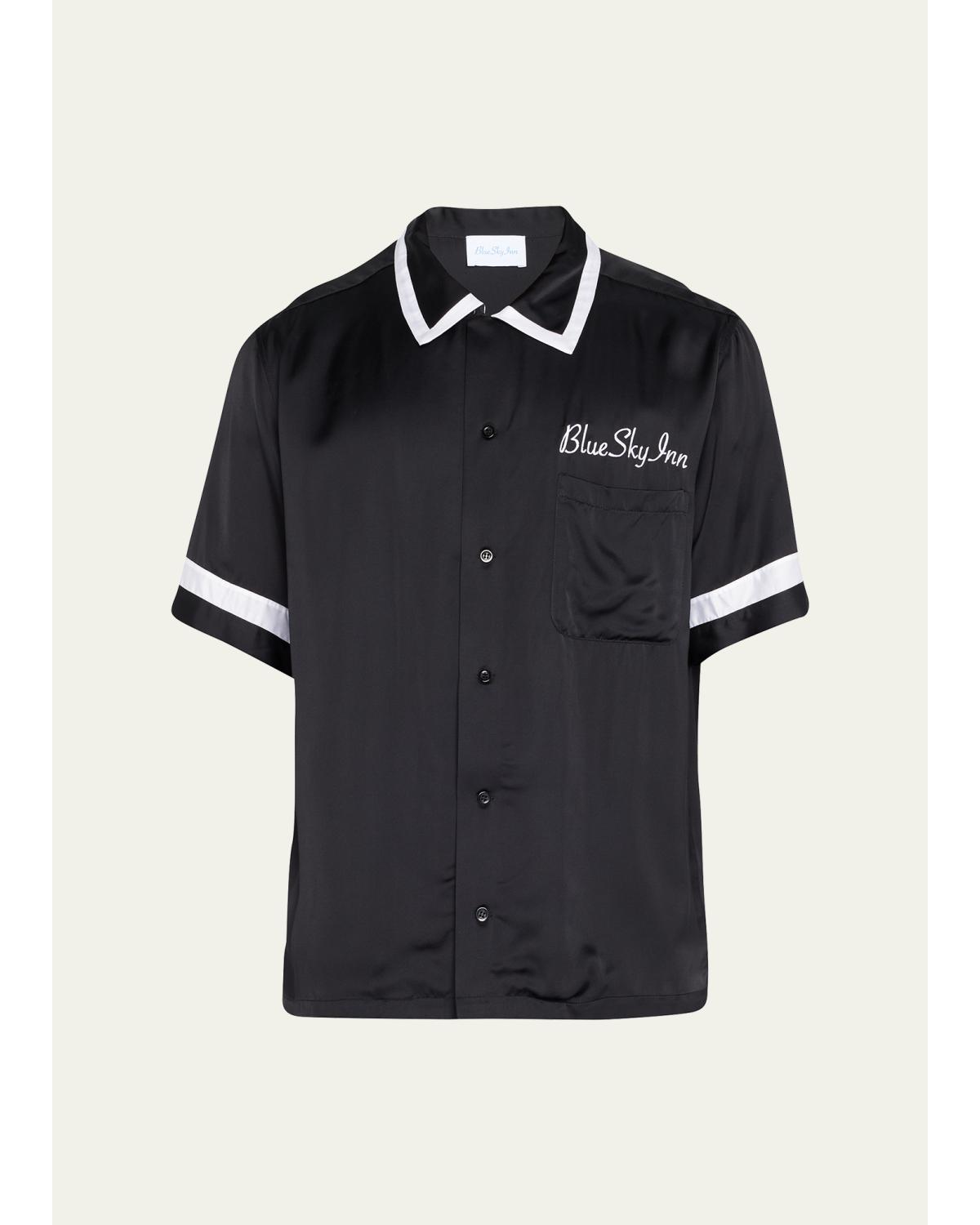Men'S Waiter Contrast-Trim Camp Shirt