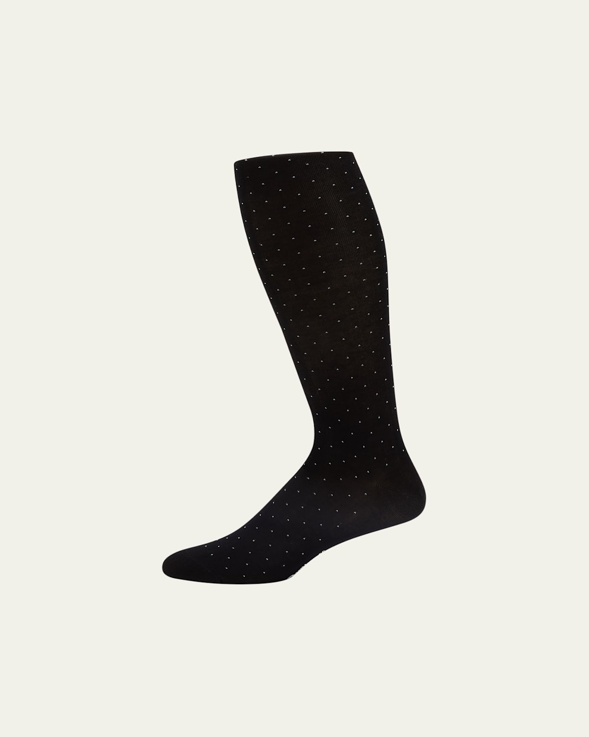 Pantherella Men's Gadsbury Pindot Crew Socks In Black