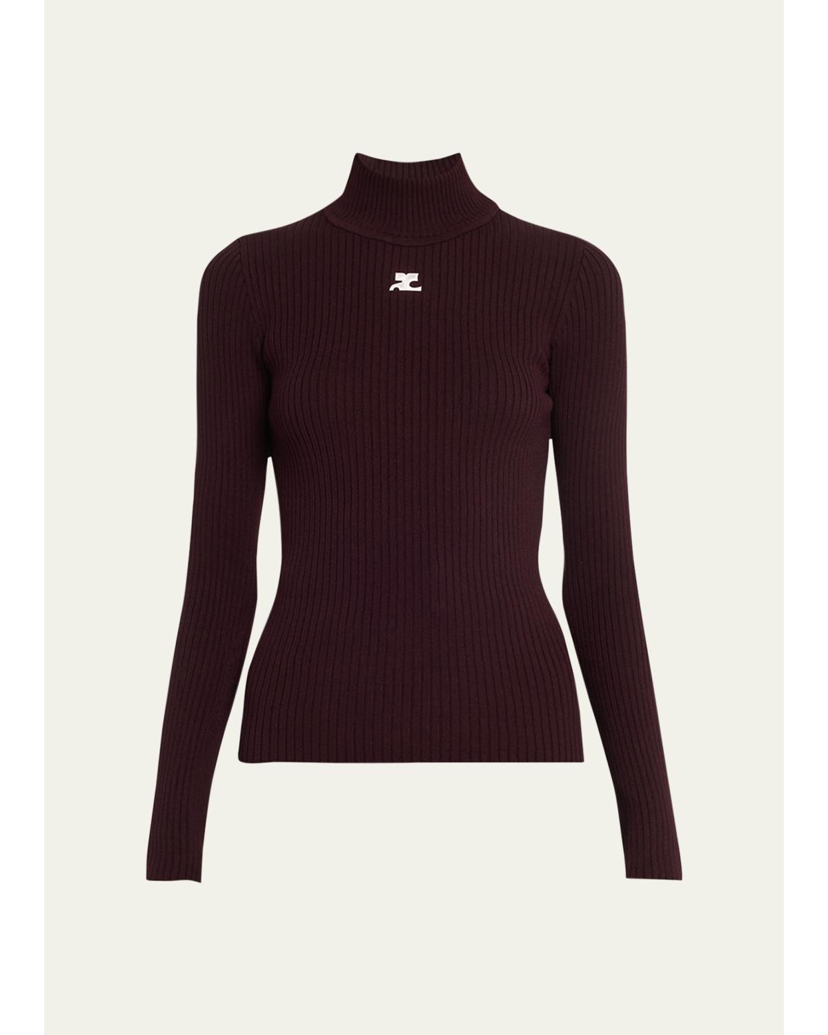 Turtleneck Long-Sleeve Rib Sweater