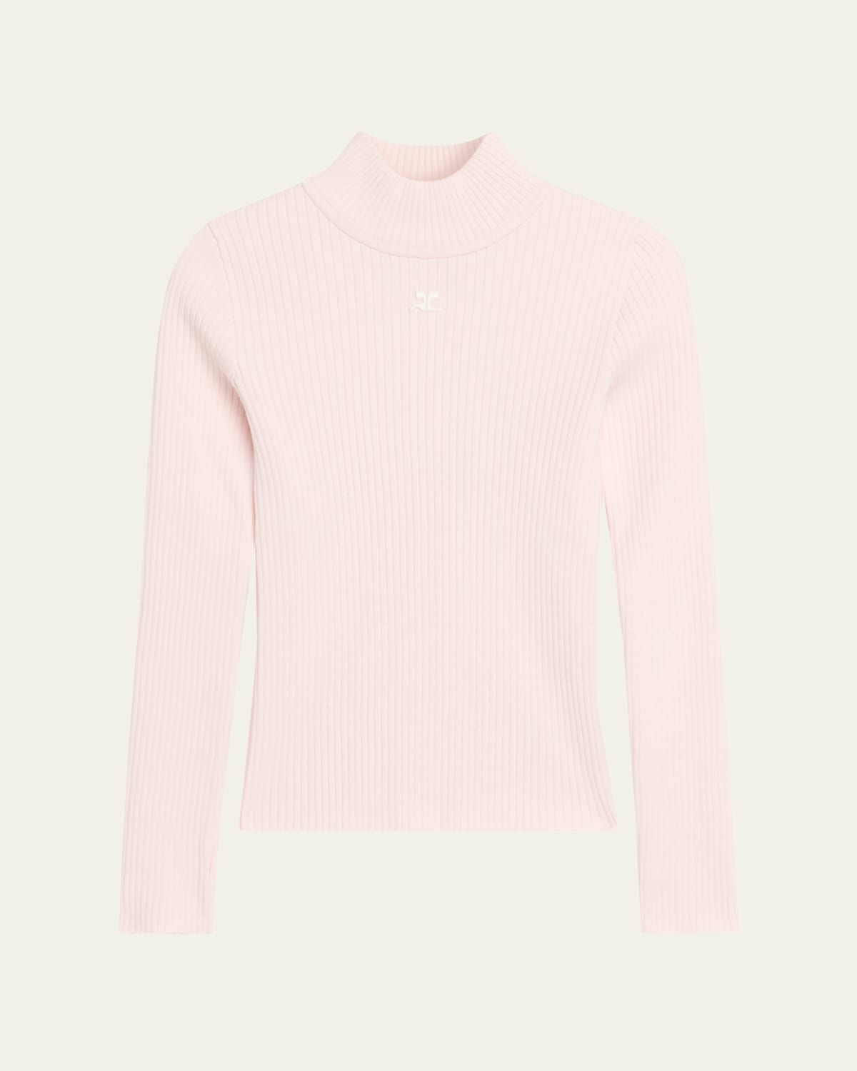 Courrèges Turtleneck Long-sleeve Rib Sweater In Pink