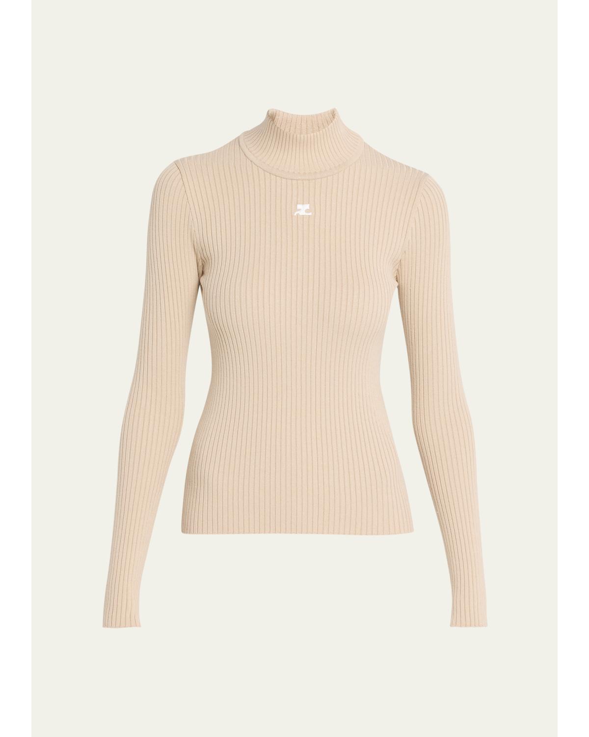 Turtleneck Long-Sleeve Rib Sweater